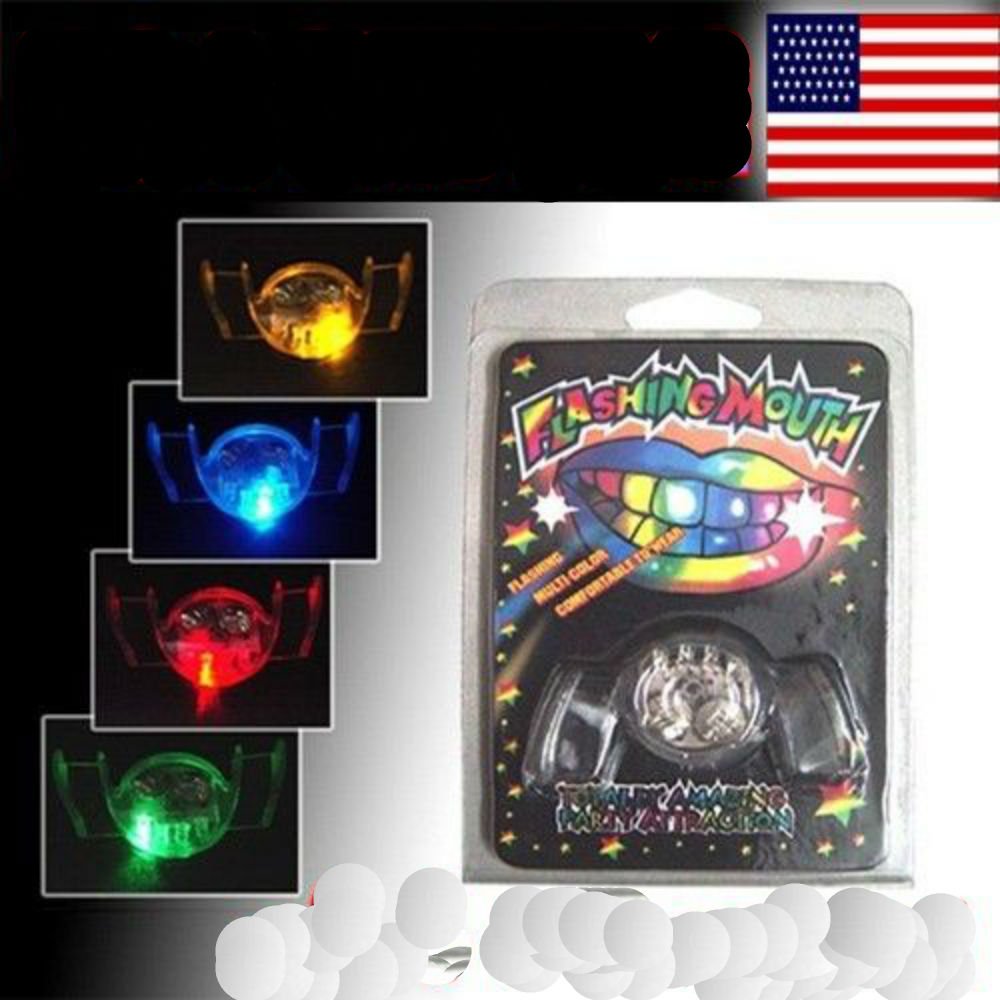 YMCtoys 24 Pack LED Flashing Teeth Party Favors - Glow in The Dark Mouth Guard for Halloween, Raves & Night Events - Fun Light Up Accessories for Costumes & Dance Parties
