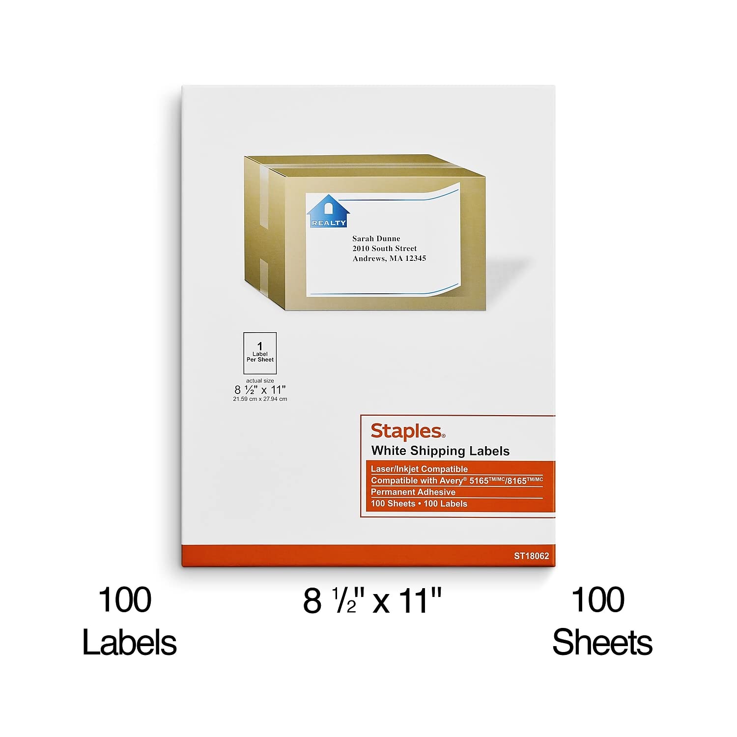 MyOfficeInnovations 518346 Laser/Inkjet Shipping Labels, 8.5