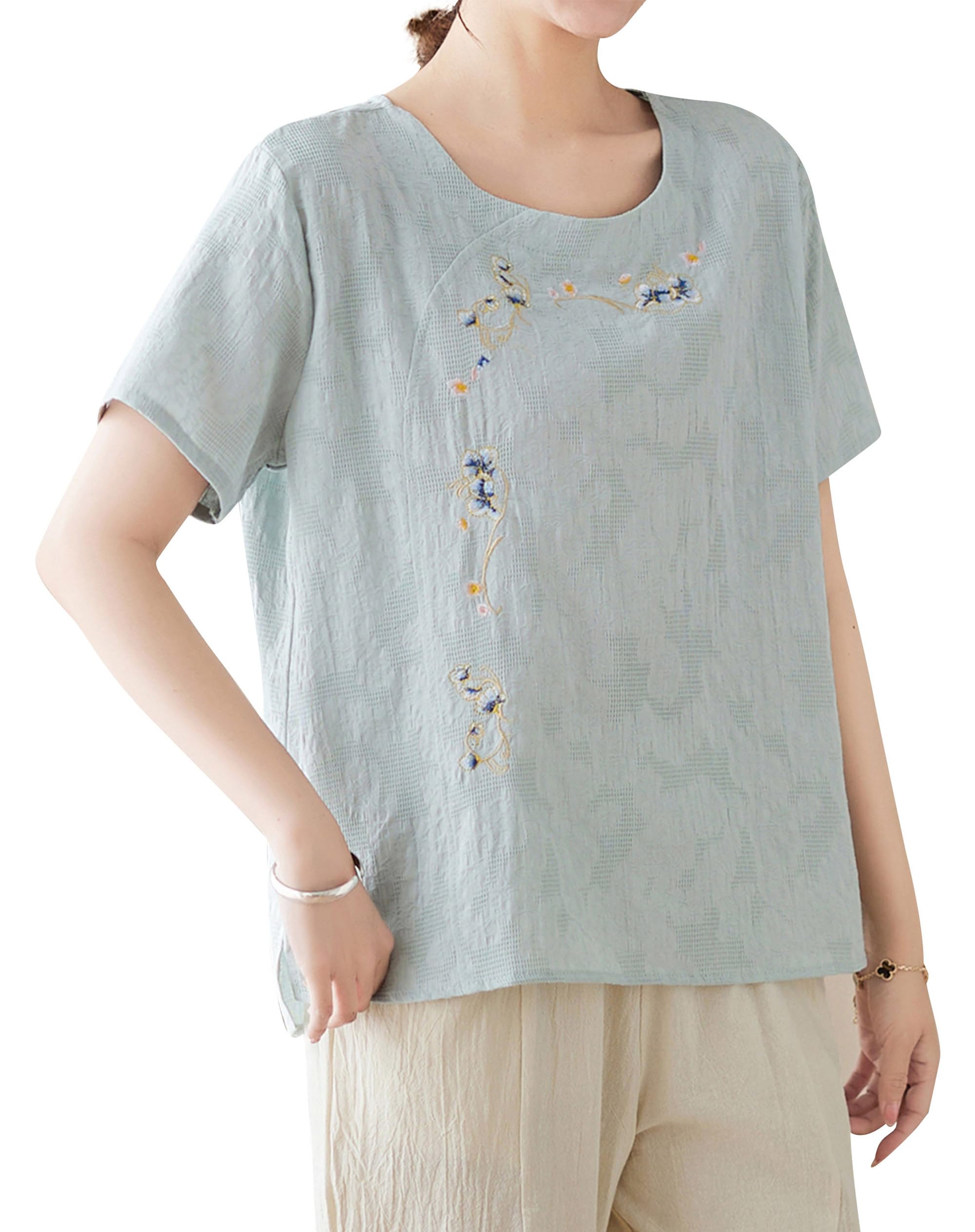 DOvWOER Women's Fall Tunics Blouse - Casual Cotton Linen Shirt Tops for Women | Perfect for Office, Travel & Everyday Wear