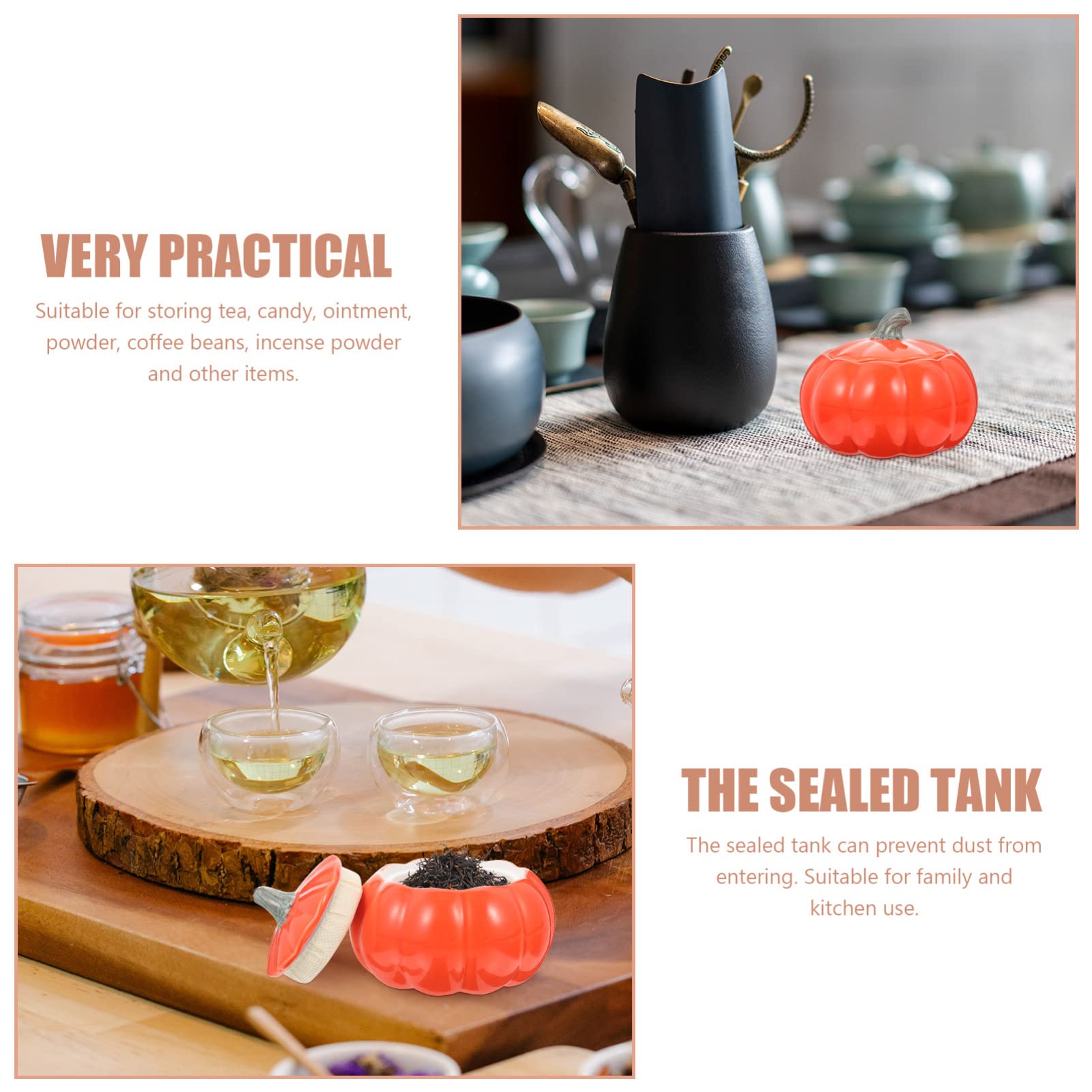 Pumpkin Shaped Ceramic Mug with Lid - Halloween Tea Canister, Coffee Bean Holder, Spice Jar - Perfect for Fall Decor, Thanksgiving & Halloween Parties