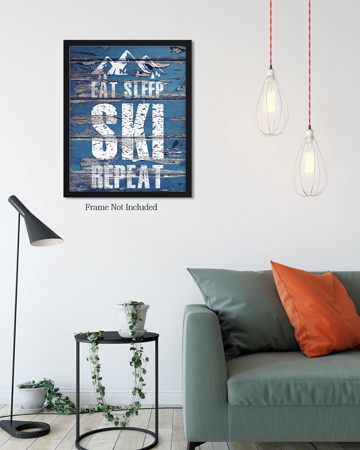 Eat Sleep Ski Repeat Home Decor - Ski Room & Lodge Wall Art - Rustic Mountain Poster for Farmhouse & Teen Room - 24x30 Unframed Skiing Gift for Coach & Skier - Perfect for Ski Cabins, Winter Themed Bedrooms & Sports Enthusiasts
