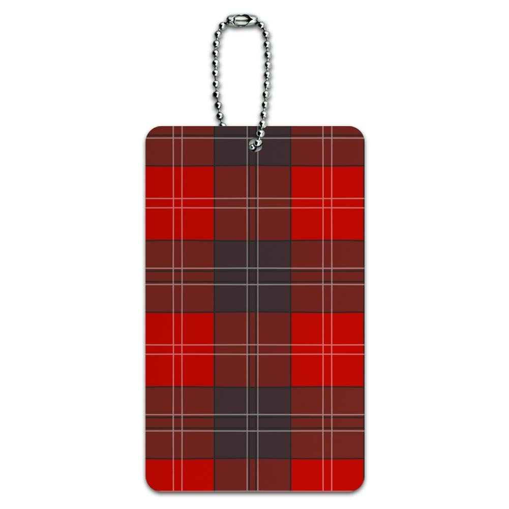 Red and Gray Plaid Luggage Tag - Durable Suitcase ID Tag for Carry-On Bags - Perfect for Travel, Business Trips, and Vacation Identification