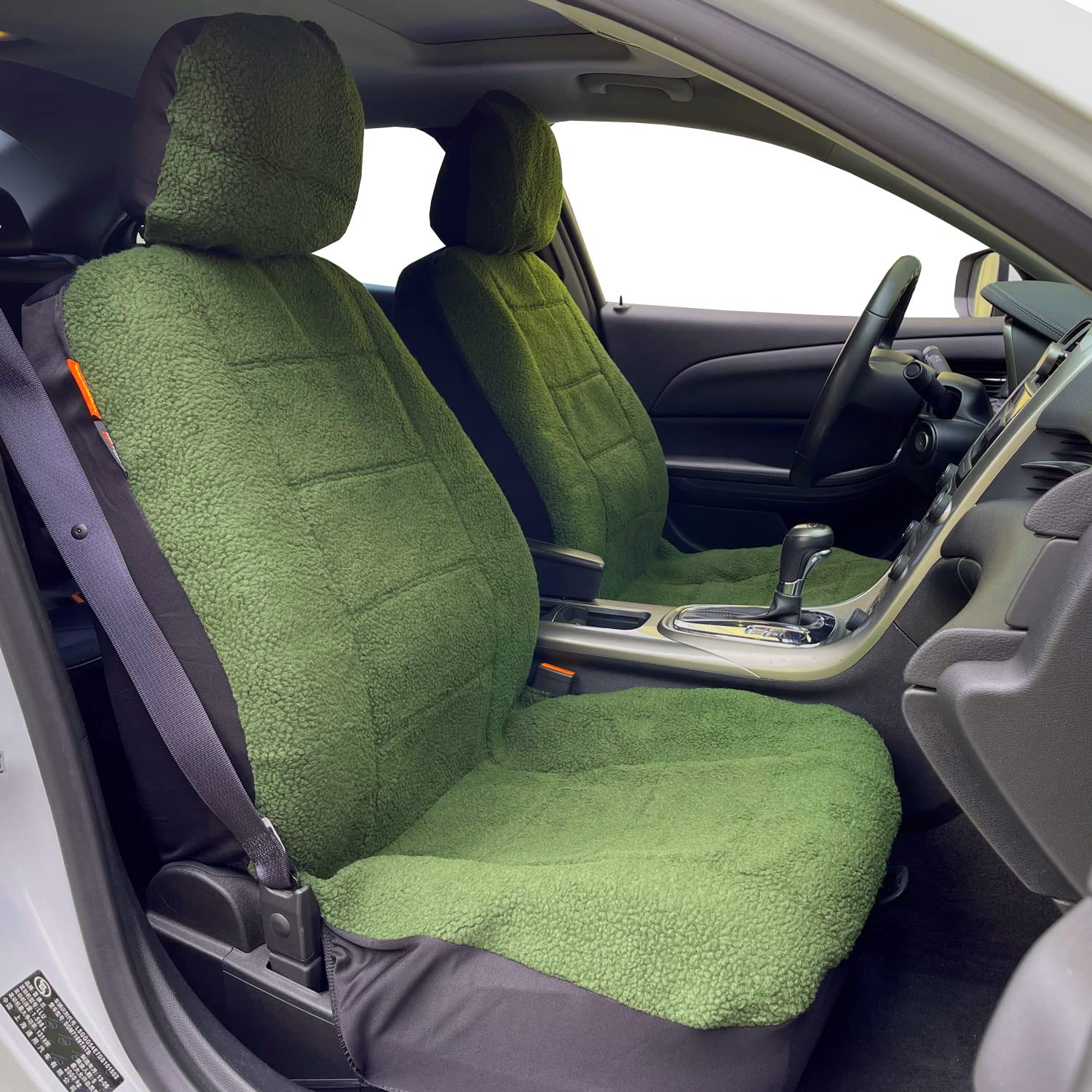 Soft Plush Faux Sheepskin Car Seat Covers - Universal Fit for Cars, Trucks & SUVs - Winter Warmth & Protection (Midnight Green) - Perfect for Cold Weather Commuting & Road Trips