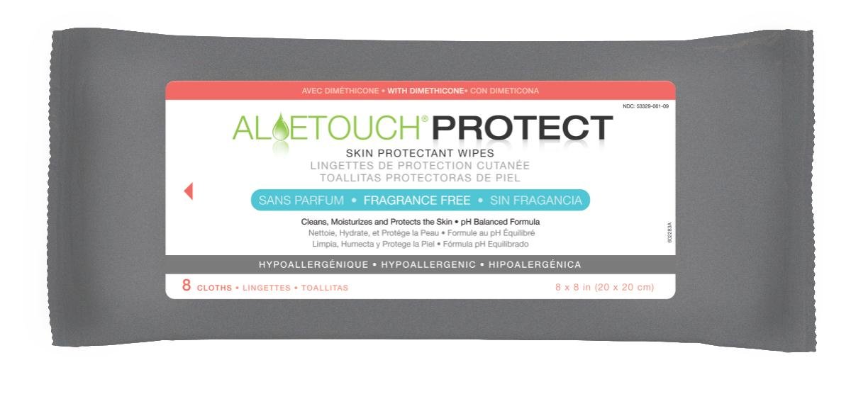 Medline Aloetouch Protect Dimethicone Skin Protectant Wipes - Hypoallergenic & Fragrance-Free, 8 Count (Pack of 30) - Ideal for Diaper Rash, Bedsores & Skin Irritation Care