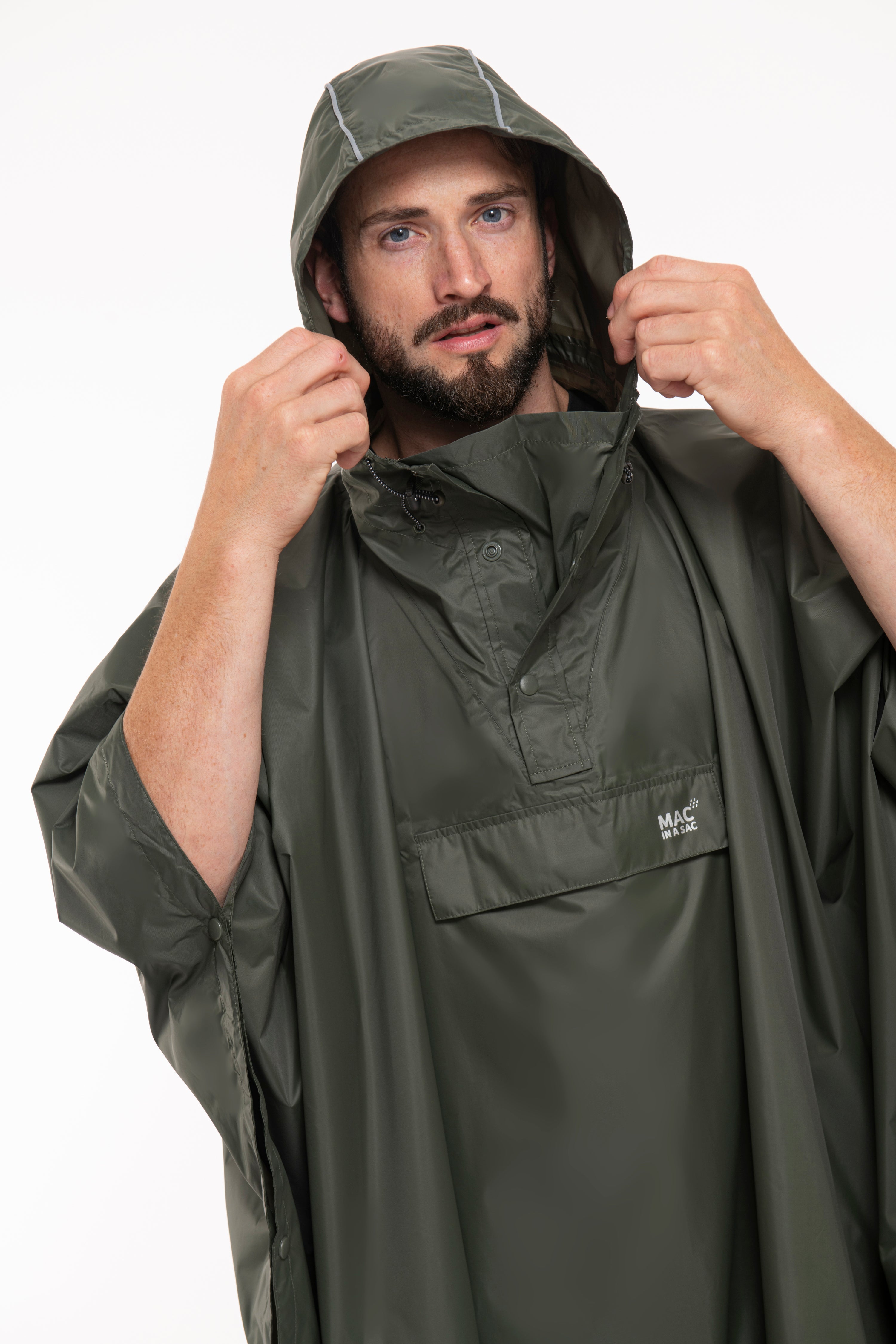 Mac In A Sac Packable Waterproof Unisex Rain Poncho - Lightweight Travel Raincoat for Hiking, Camping & Outdoor Adventures (Khaki)