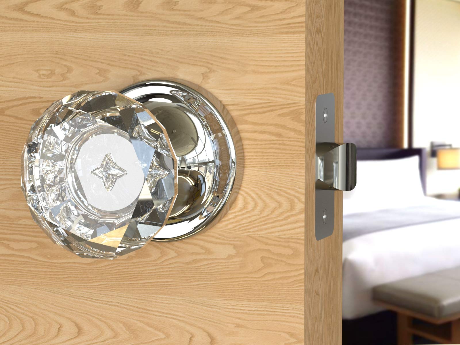 (9 Pack) Premium Diamond Round Brilliant Crystal Door Knobs - Chrome Finish with Round Rosette - Perfect for Bedroom, Bathroom & Interior Doors