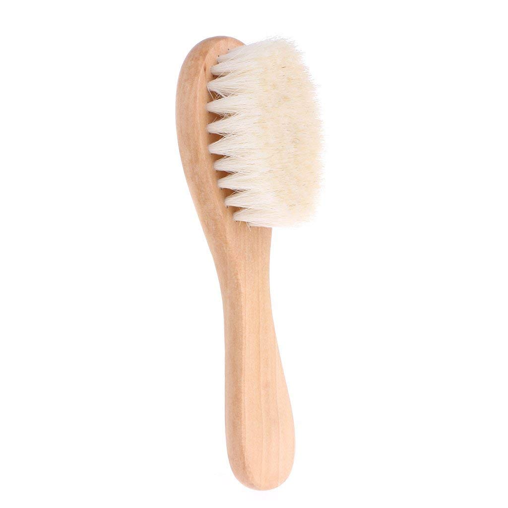 PULABO Premium Mango Wood Baby Hair Brush - Natural Wooden Handle Newborn Hairbrush & Toddler Comb with Gentle Head Massager | Soft Bristles for Delicate Scalp | Perfect for Bath Time, Bedtime & Daily Hair Care Routine
