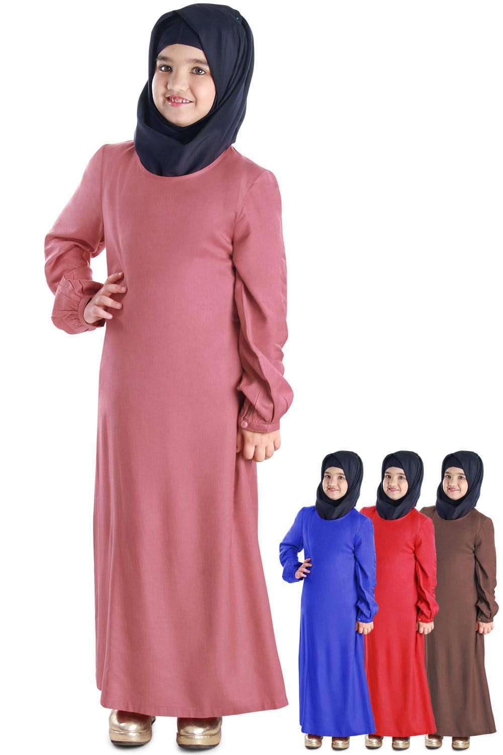 Masarrah Rayon Kids Abaya Dress - Islamic Prayer Dress for Girls - Perfect for Eid, Mosque, and Special Occasions