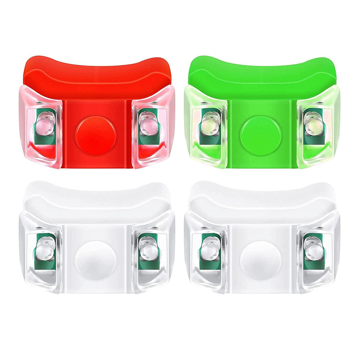 SOOHAB 4-Pack LED Marine Navigation Lights - Waterproof Boat, Yacht, Motorboat & Bike Lights for Night Fishing, Running, Safety (Red, Green, White) - Perfect for Nighttime Boating, Cycling & Outdoor Adventures