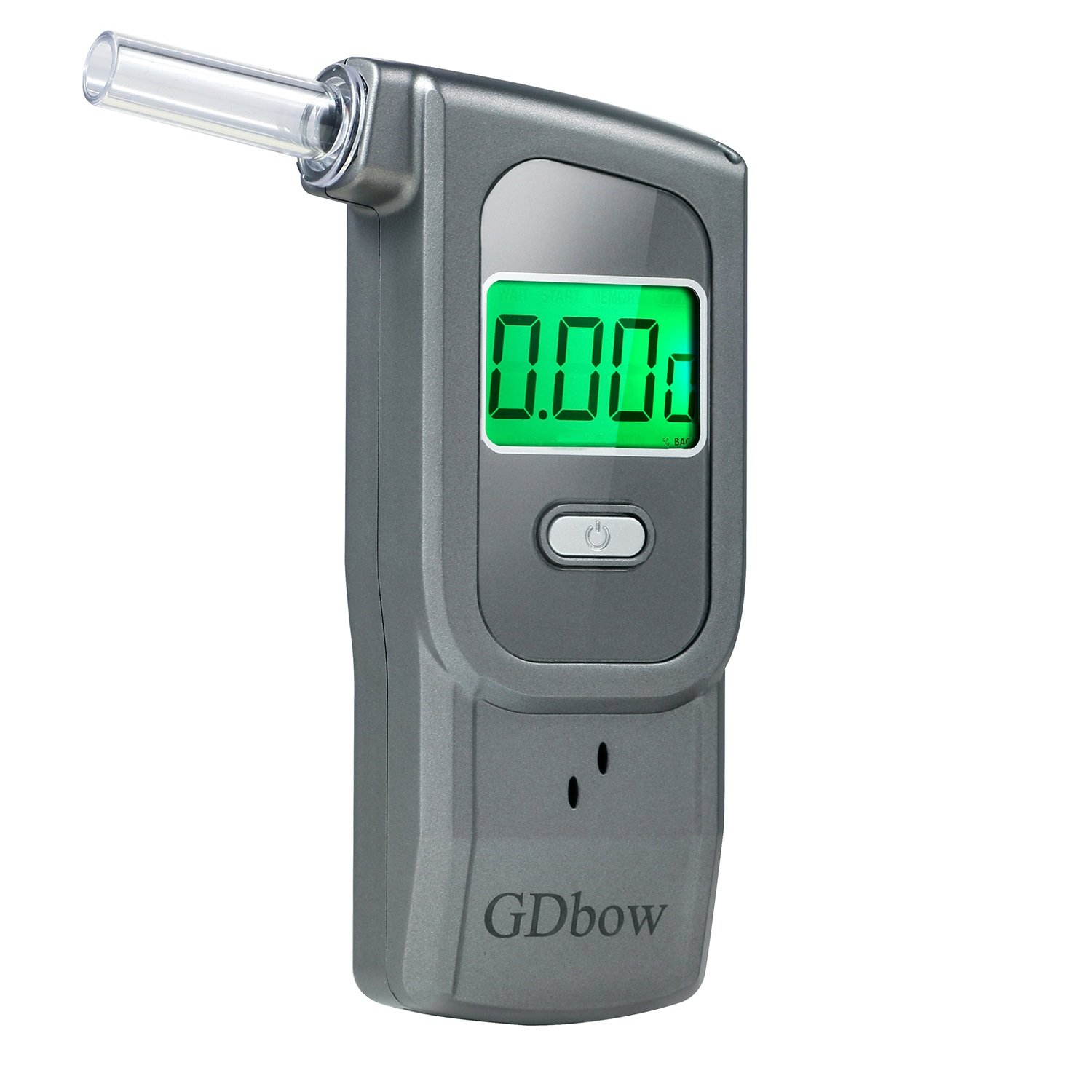 Portable Breathalyzer Alcohol Tester with 32 Test Memory & 5 Mouthpieces - Grey | Accurate BAC Measurement for Personal, Workplace & Road Safety