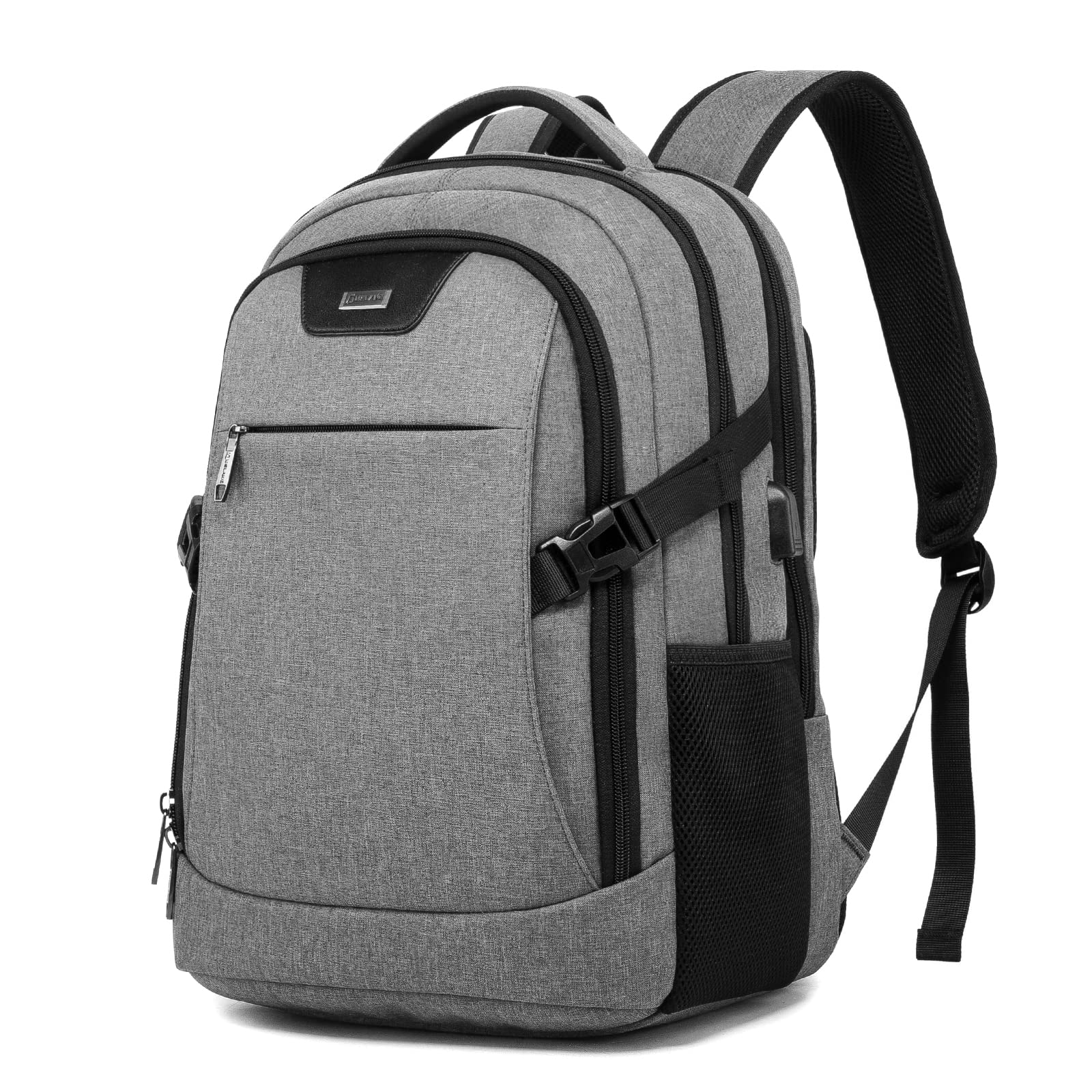 DUSLANG Anti-Theft Laptop Backpack with USB Charging Port - 15.6 Inch Business Travel Backpack for Men & Women, Water-Resistant College Computer Bag for Work, Commuting & Daily Use - Grey