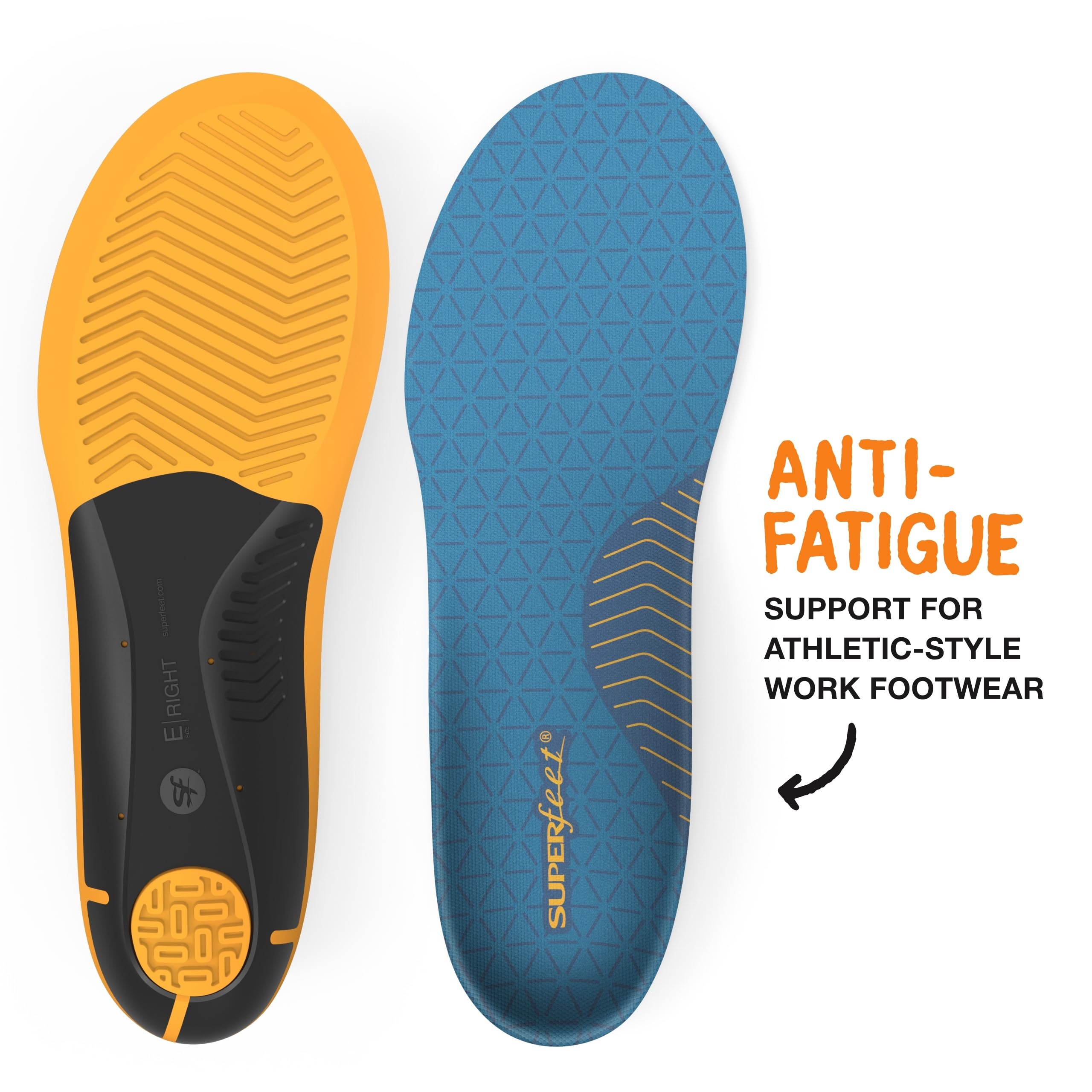 Superfeet Work Slim-Fit Cushion Insoles for Men (9.5-11) & Women (10.5-12) - Arch Support & Pain Relief for Standing All Day - Perfect for Work Boots, Safety Shoes & Long Shifts