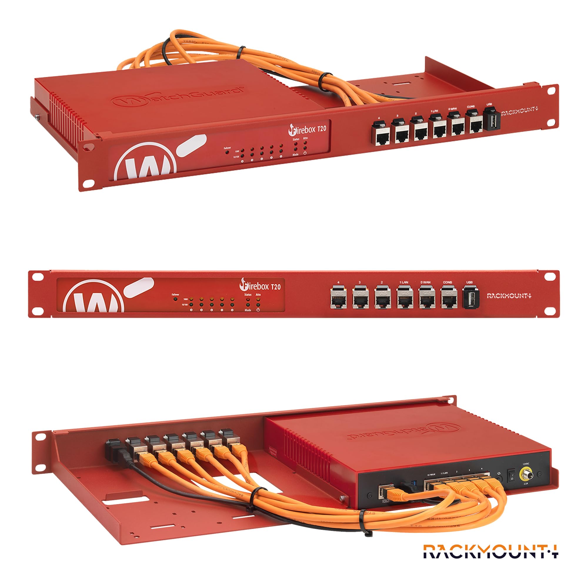WatchGuard Firewall Industrial 1U Rack Mount Shelf - 19 Inch Server Rack with Ventilation, Front Shielded Cable Access & Coupler | RM-WG-T6i by Rackmount.IT | Ideal for Data Centers & Network Security Setups