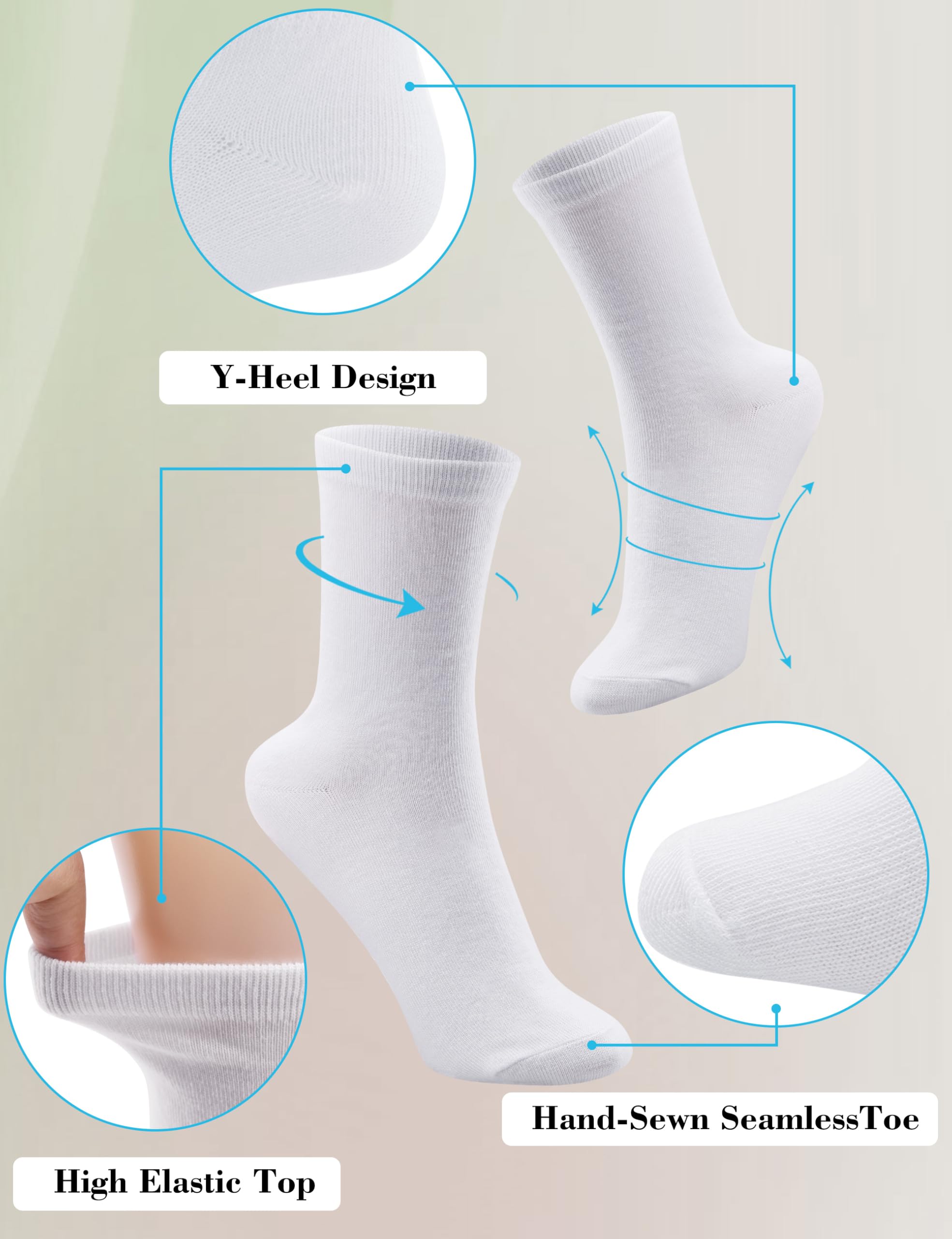 Duufin 12 Pairs Men's Crew Socks - Breathable Mid Calf Athletic Socks for Casual, Workout & Everyday Wear - Lightweight Comfort for Running, Gym & Office Use