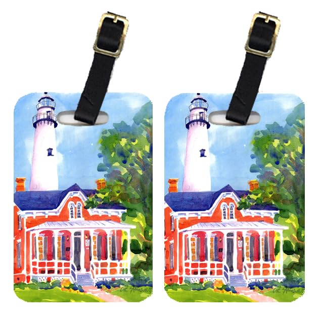 Caroline's Treasures 6044BT Set of 2 Colorful Lighthouse Luggage Tags - Durable Suitcase ID Labels for Travel Bags & Backpacks - Perfect for Airports, Cruises & Vacation Identification