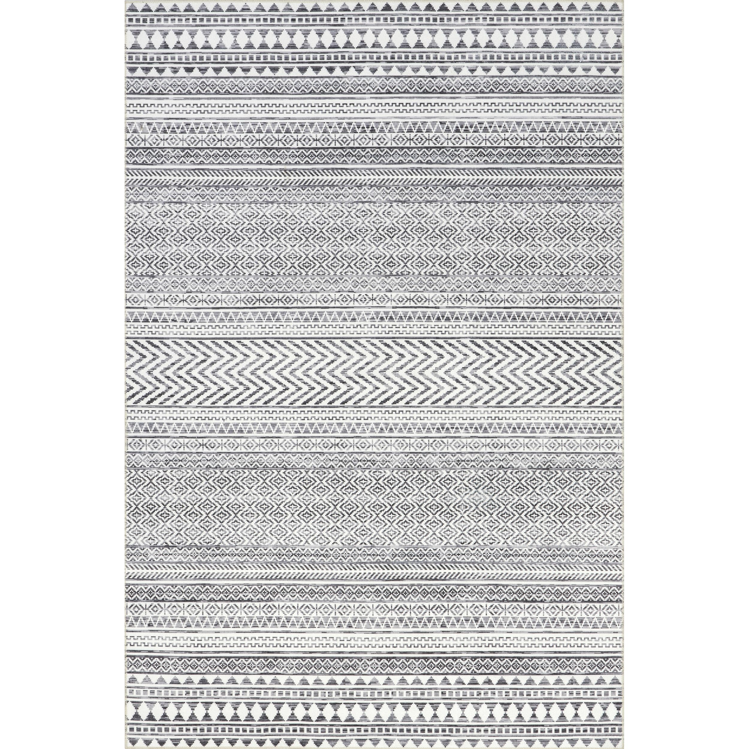 nuLOOM 8' Square SpinClean Machine Washable Stain-Resistant Area Rug with Non-Slip Backing - Low Profile for Living Room, Bedroom & Dining Room - Kira Grey | Perfect for High-Traffic Areas, Pet-Friendly Homes & Modern Decor