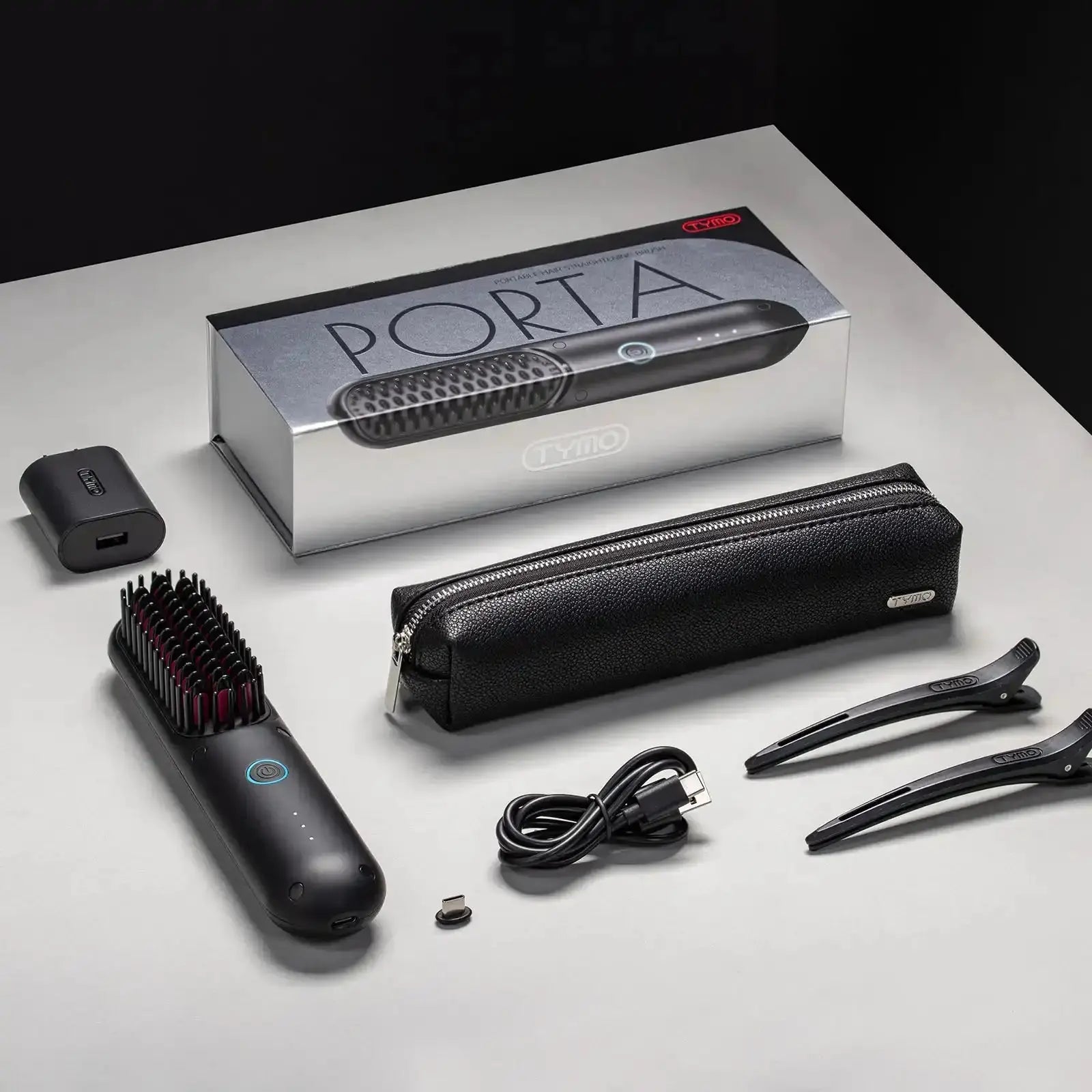TYMO Portable Hair Straightener Brush - 2-in-1 Flat Iron & Styler for Smooth & Shiny Hair | Travel-Friendly, Fast Heating | Perfect for Home, Salon & On-The-Go Styling