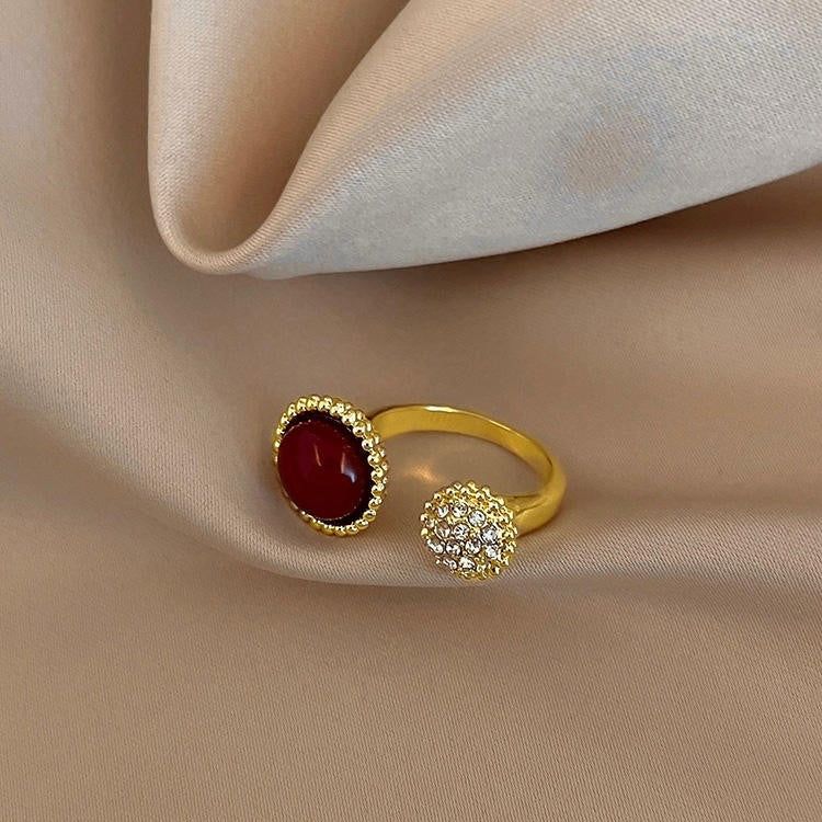 Art Deco Open Cuff 2 Stone Rings for Women - Vintage Style Adjustable Statement Jewelry - Perfect for Parties, Weddings & Special Occasions | HR870