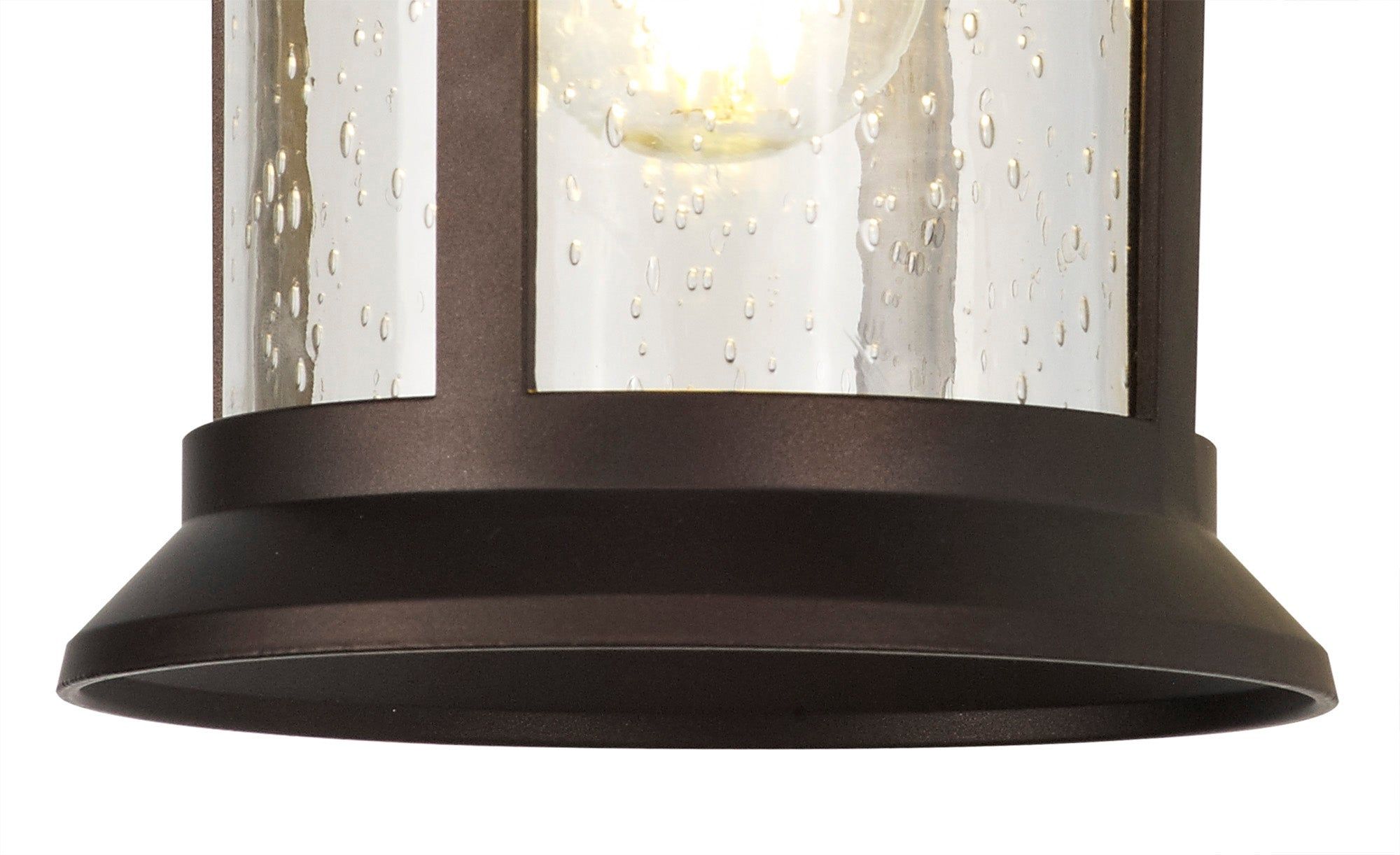 Alcover Modern Outdoor Wall Lamp - Round Criss Cross Design with Sand Black & Clear Seeded Glass, IP44 Waterproof, E27 Bulb Socket (1-Pack) - Perfect for Porch, Patio, Garden and Exterior Home Lighting - 2 Year Warranty