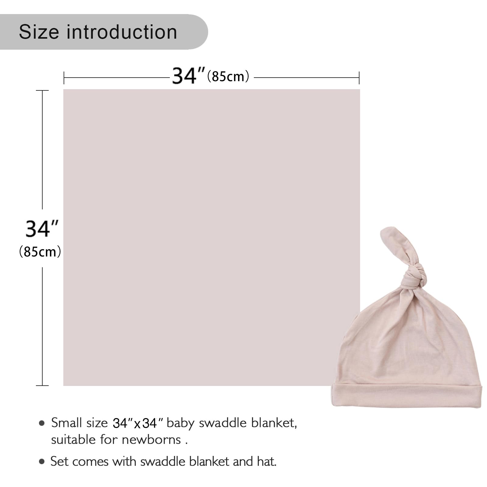 Soft Newborn Swaddle Blanket with Hat Set - 35