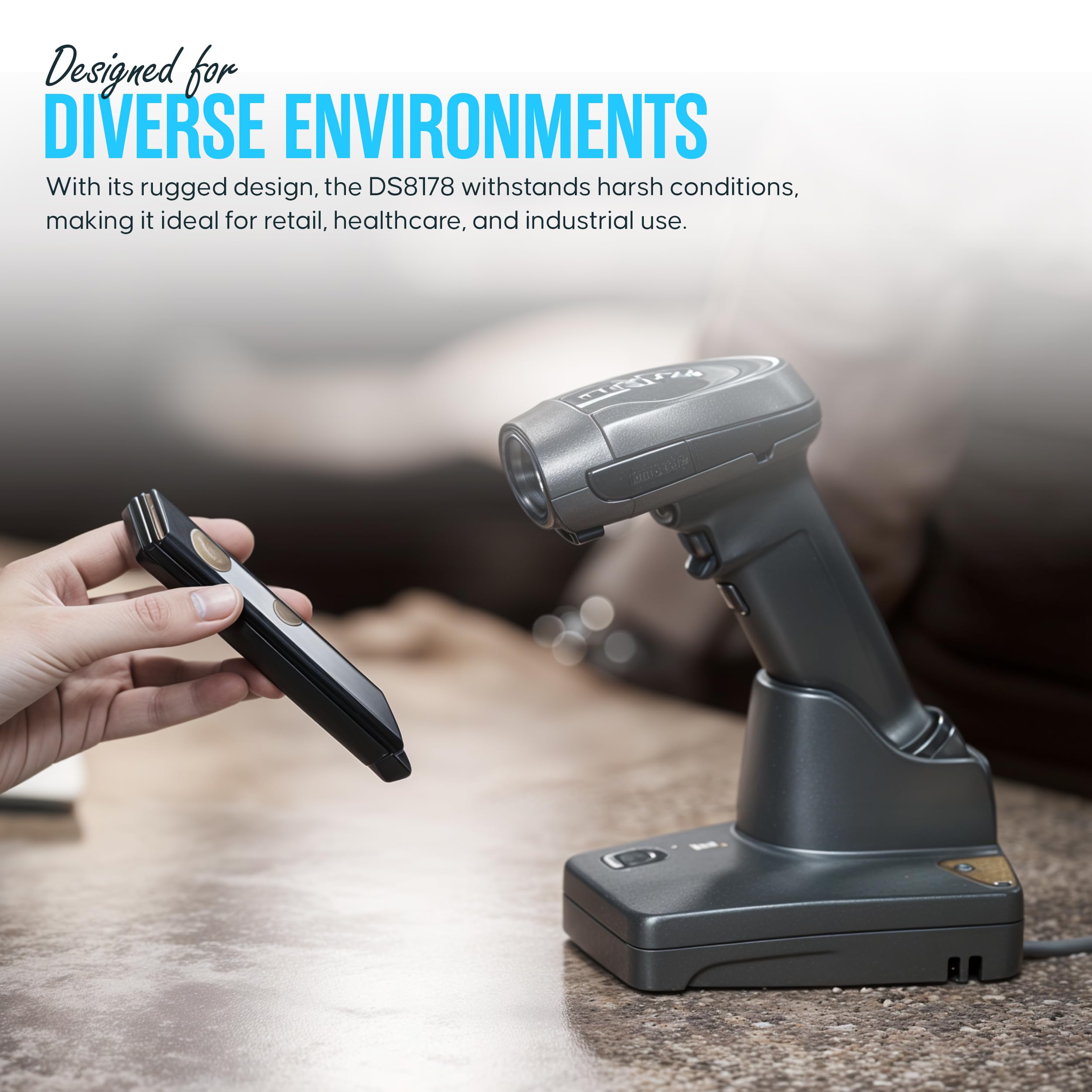 Zebra DS8178 Wireless Barcode Scanner - 1D/2D Handheld Scanner with USB Cable, Charging Cradle, Battery & Cleaning Cloth (Renewed) - 1 Year Warranty - Perfect for Retail Stores, Warehouses & Inventory Management