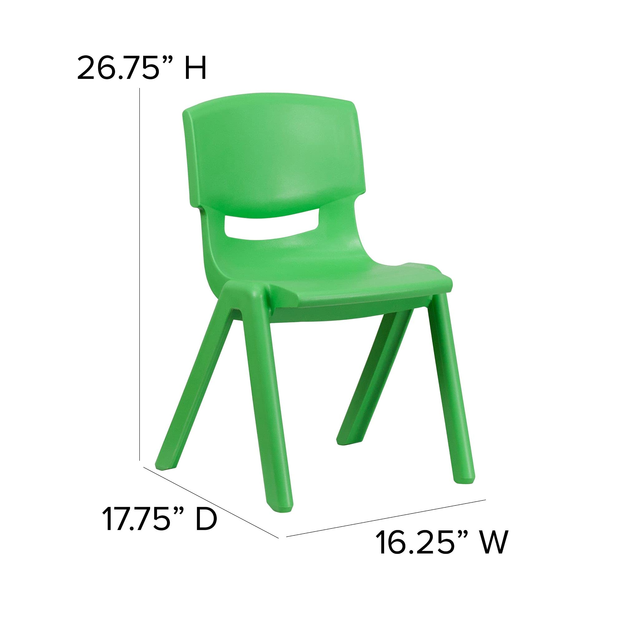 Flash Furniture Whitney 2-Pack Green Plastic Stackable School Chairs - 15.5