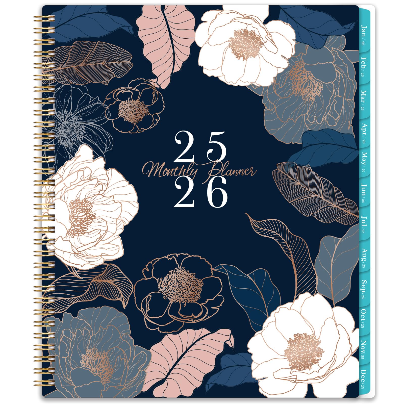 2025-2026 Monthly Planner Calendar | July 2025-December 2026 | 8.5 x 11 Inches | Floral Design with Back Pocket & Twin-Wire Binding | Perfect for Work, School & Personal Organization