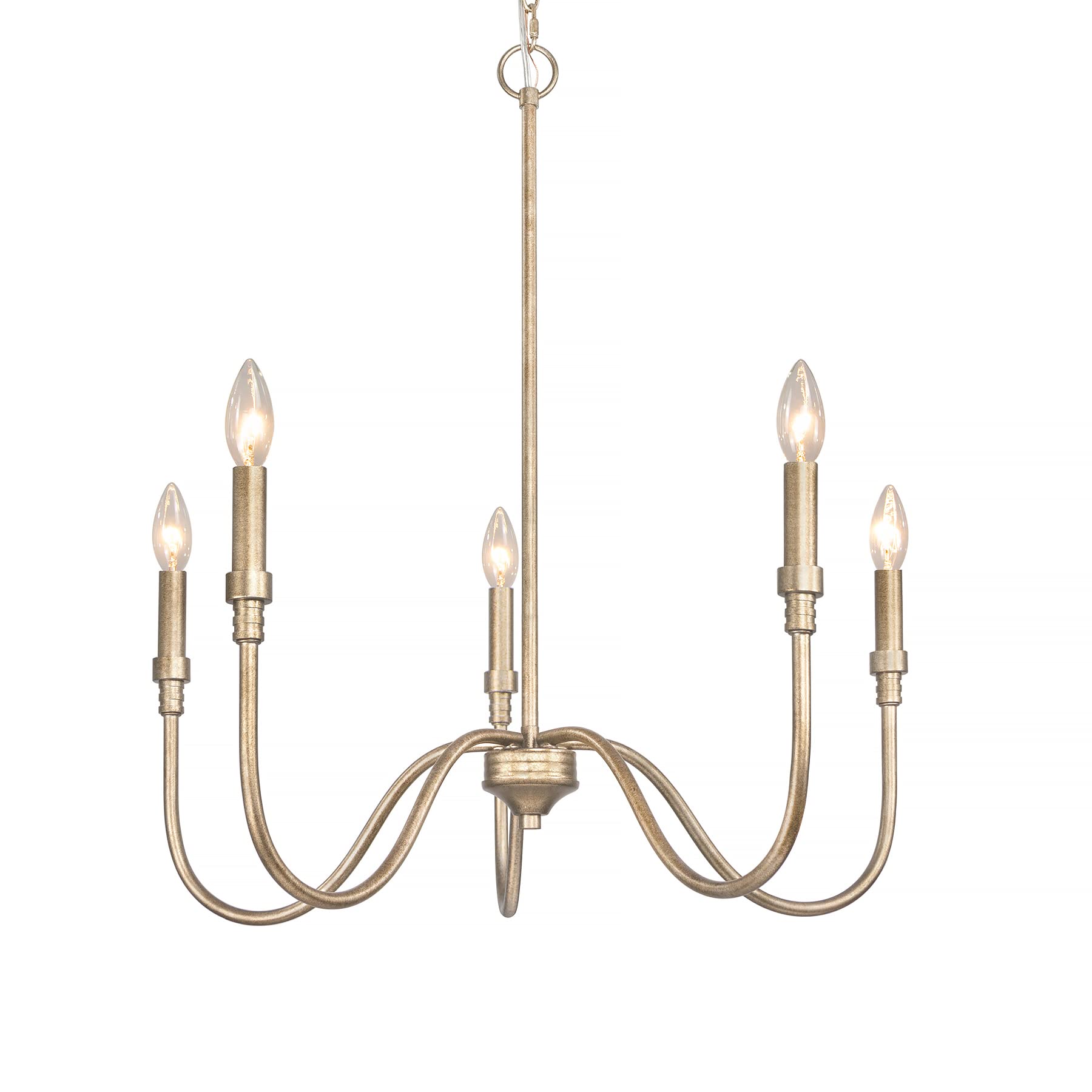 5-Light Farmhouse Chandelier - Antique Gold Linear Pendant Light for Kitchen Island, Dining Room & Living Room | Rustic Lighting Fixture for Modern Farmhouse Decor & Open Concept Spaces