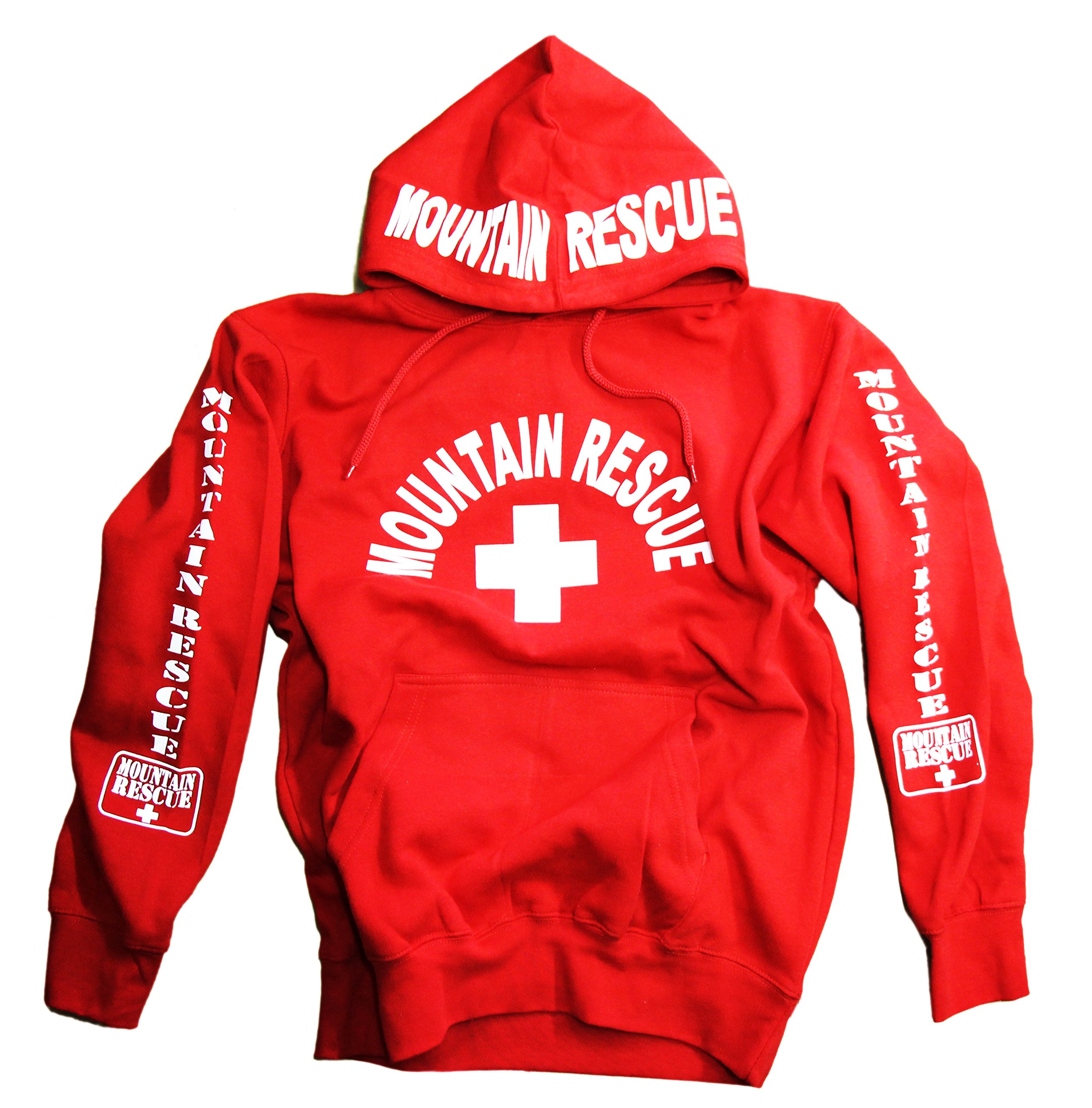 Mountain Rescue Hoodie Sweatshirt - Red Outdoor Emergency Jacket for Hiking, Camping & Survival Gear | Warm Fleece Pullover for Cold Weather Adventures