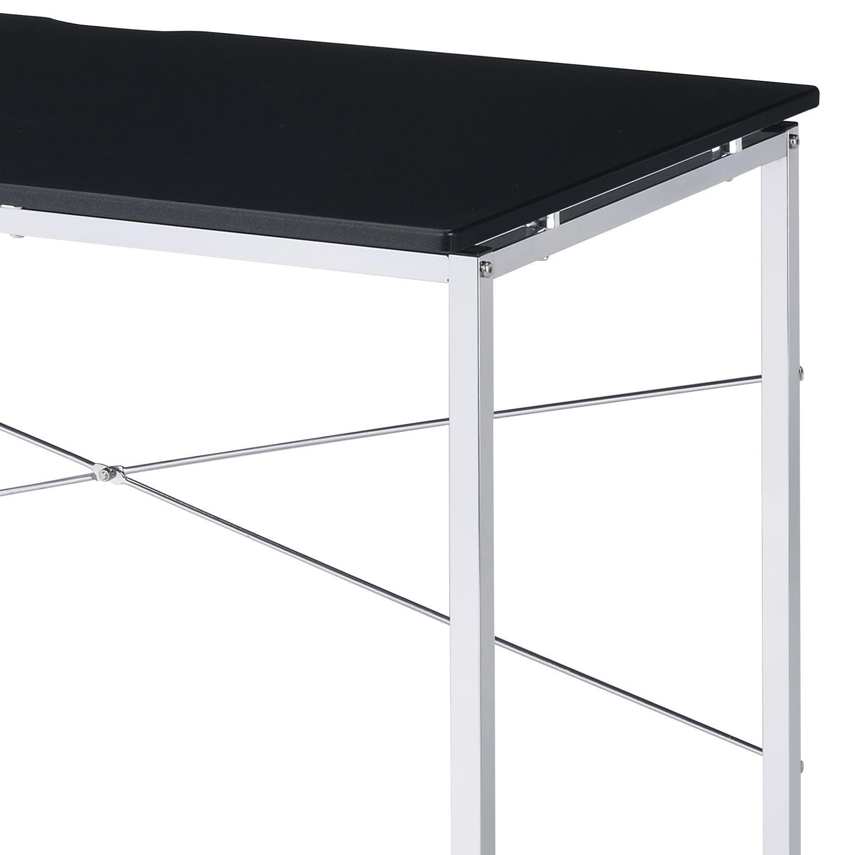 Acme Tennos Vanity Desk with Black & Chrome Finish - Modern Dressing Table for Bedroom Makeup & Skincare Routine