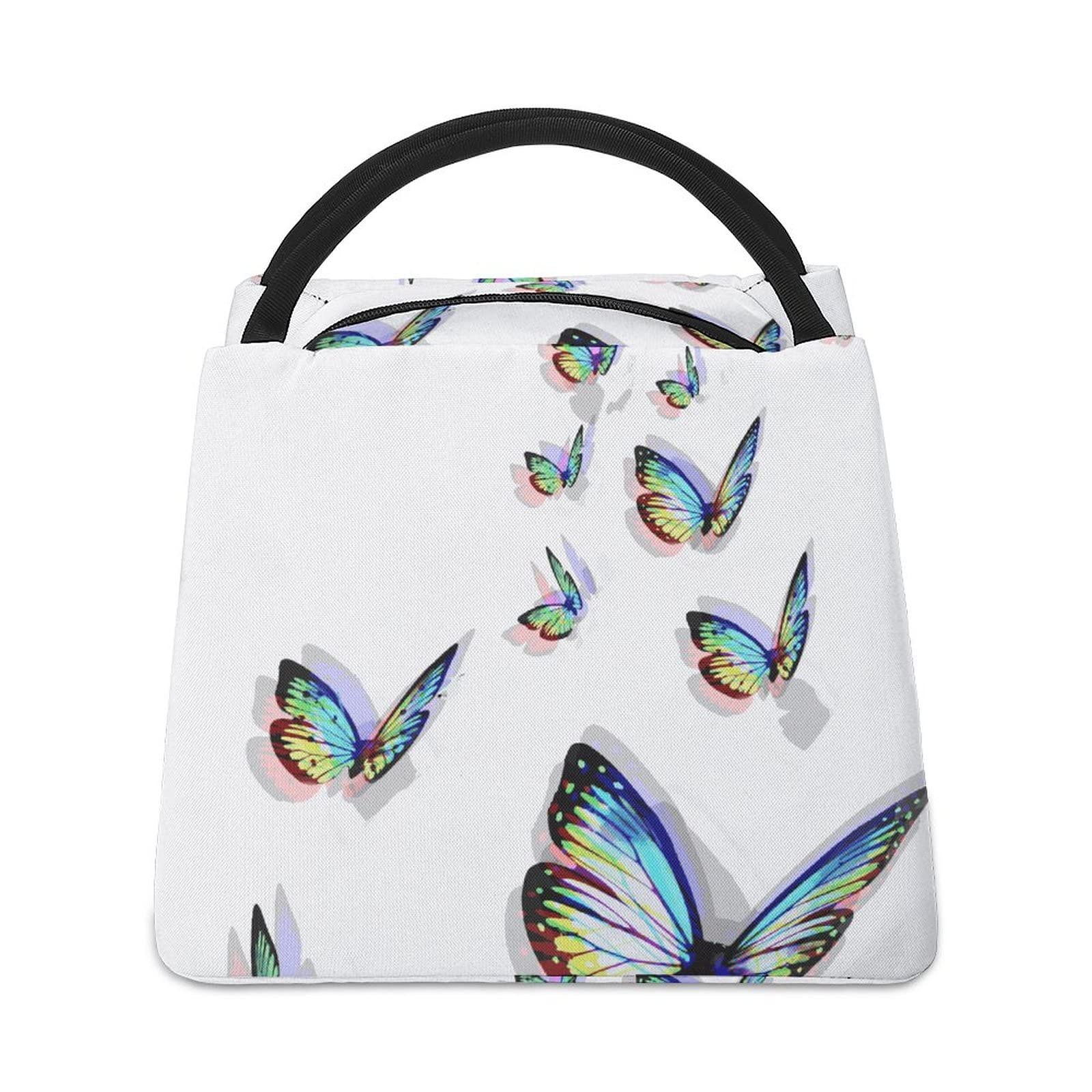 Insulated Lunch Tote Bag for Women - Thermal Reusable Work Meal Bag with Aluminum Lining, Butterfly Print - Perfect for Office, School & Picnics