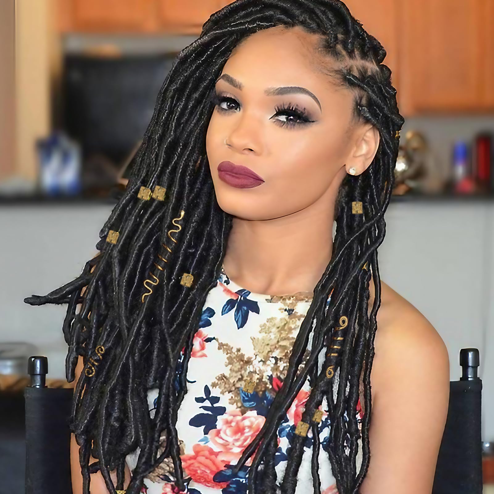 23Pcs Gold Hair Jewelry Set for Women - Loc Accessories, Hair Cuffs for Braids & Dreadlocks - Boho Hair Rings & Hair Chains - Perfect for Halloween, Parties, Weddings & Festival Outfits