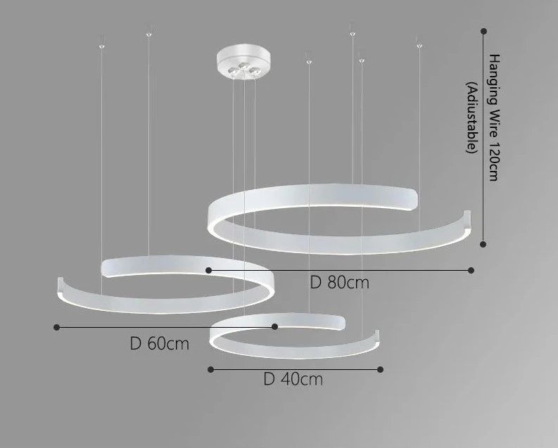 Elegant Minimalist Ring Chandelier Light Fixture - Aluminum Plated Modern Pendant Lighting for Dining Room, Bedroom & Living Room Decor