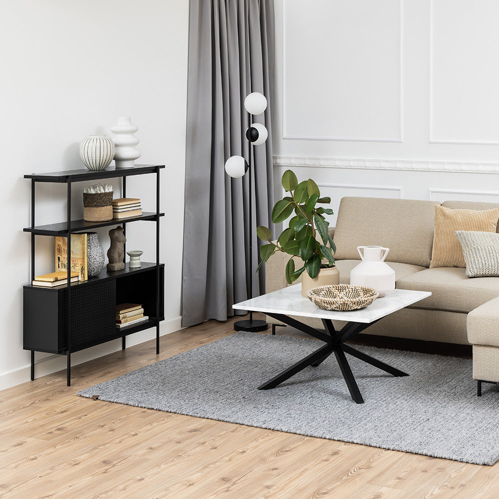 KREMAN 94cm Black Display Unit - Modern Shelf for Living Room, Bedroom & Office Storage & Organization