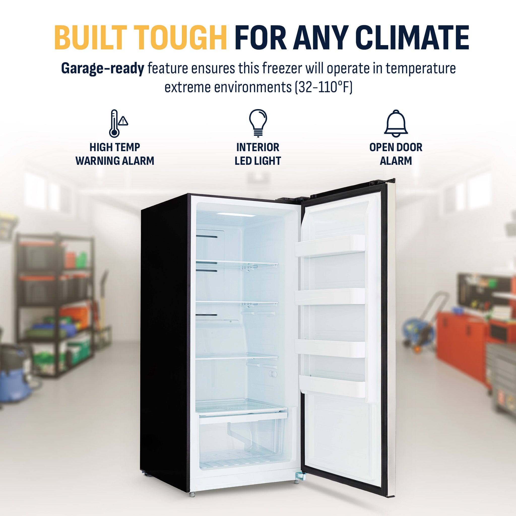 Newair® 13.8 Cu. Ft. Stainless Steel Upright Freezer - Energy Efficient Deep Freezer for Home, Restaurant & Commercial Use - Perfect for Storing Meat, Frozen Foods & Bulk Groceries