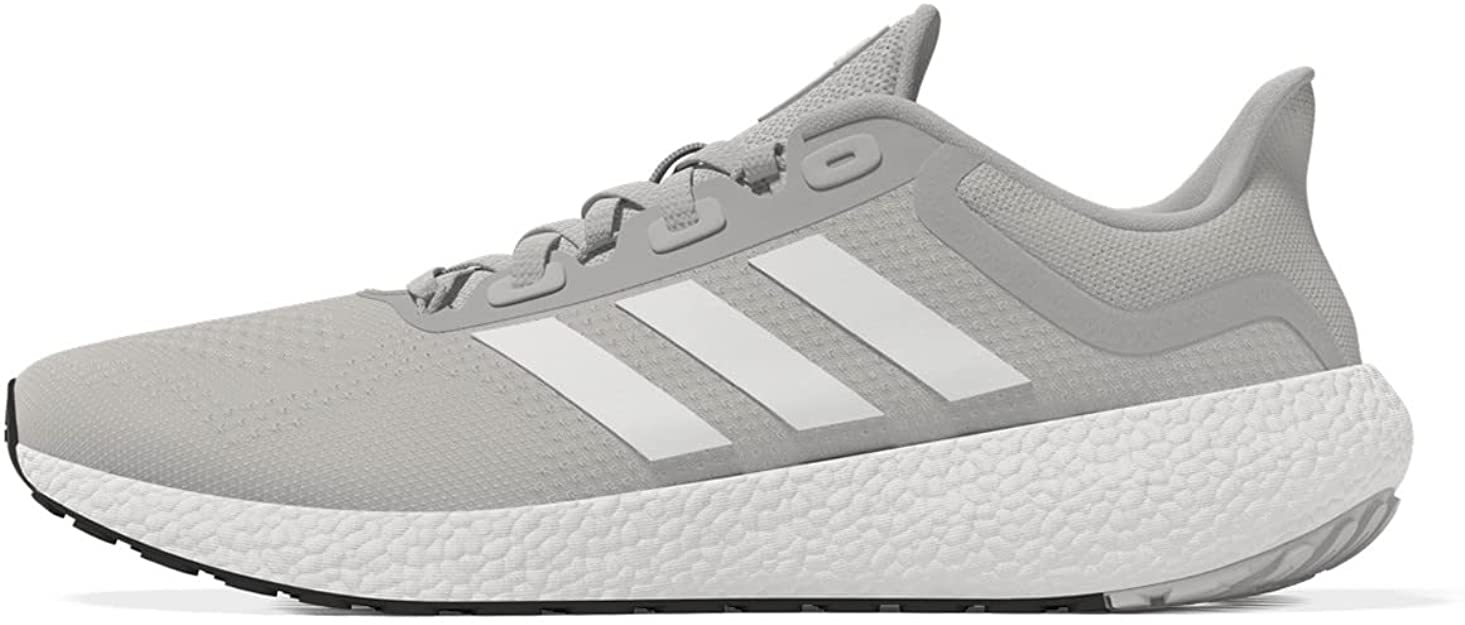 Adidas Pureboost 22 Running Shoes for Men & Women - Lightweight Comfortable Athletic Sneakers for Jogging, Gym Workouts & Daily Wear (Men's 8.5/Women's 10.5, Gray/White)