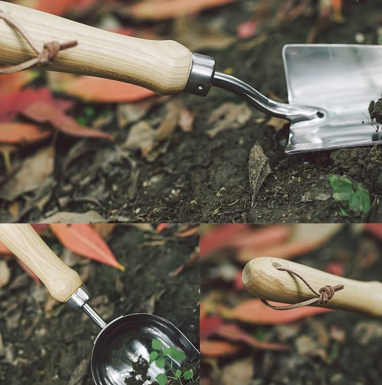 Premium 3-Piece Stainless Steel Heavy Duty Garden Tool Set with Ergonomic Wooden Handle - Durable Outdoor Planting Tools for Gardening, Landscaping & Yard Work - Perfect for Weeding, Digging & Soil Cultivation