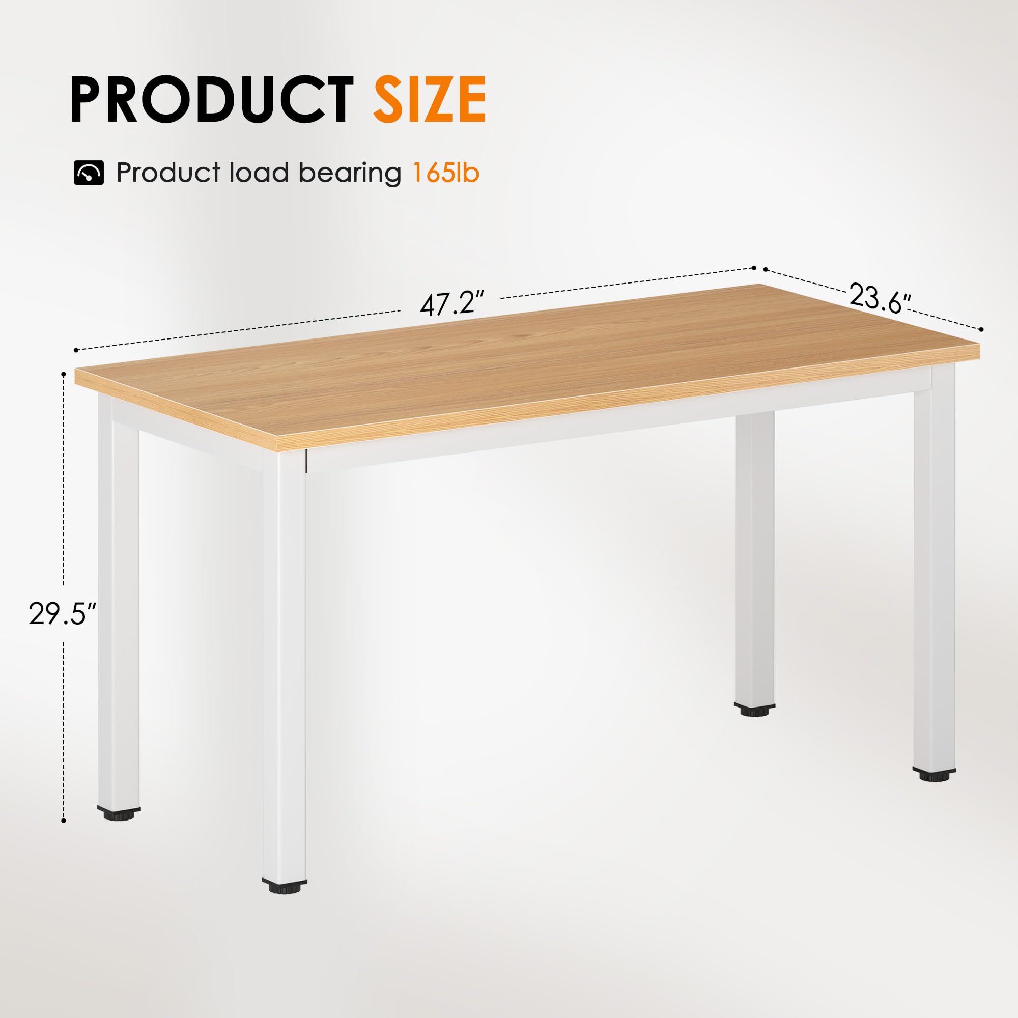 DlandHome 47-inch Medium Computer Desk for Home Office - Sturdy Composite Wood Board Workstation with Teak & White Legs (1 Pack) - Perfect for Small Spaces, Remote Work & Study