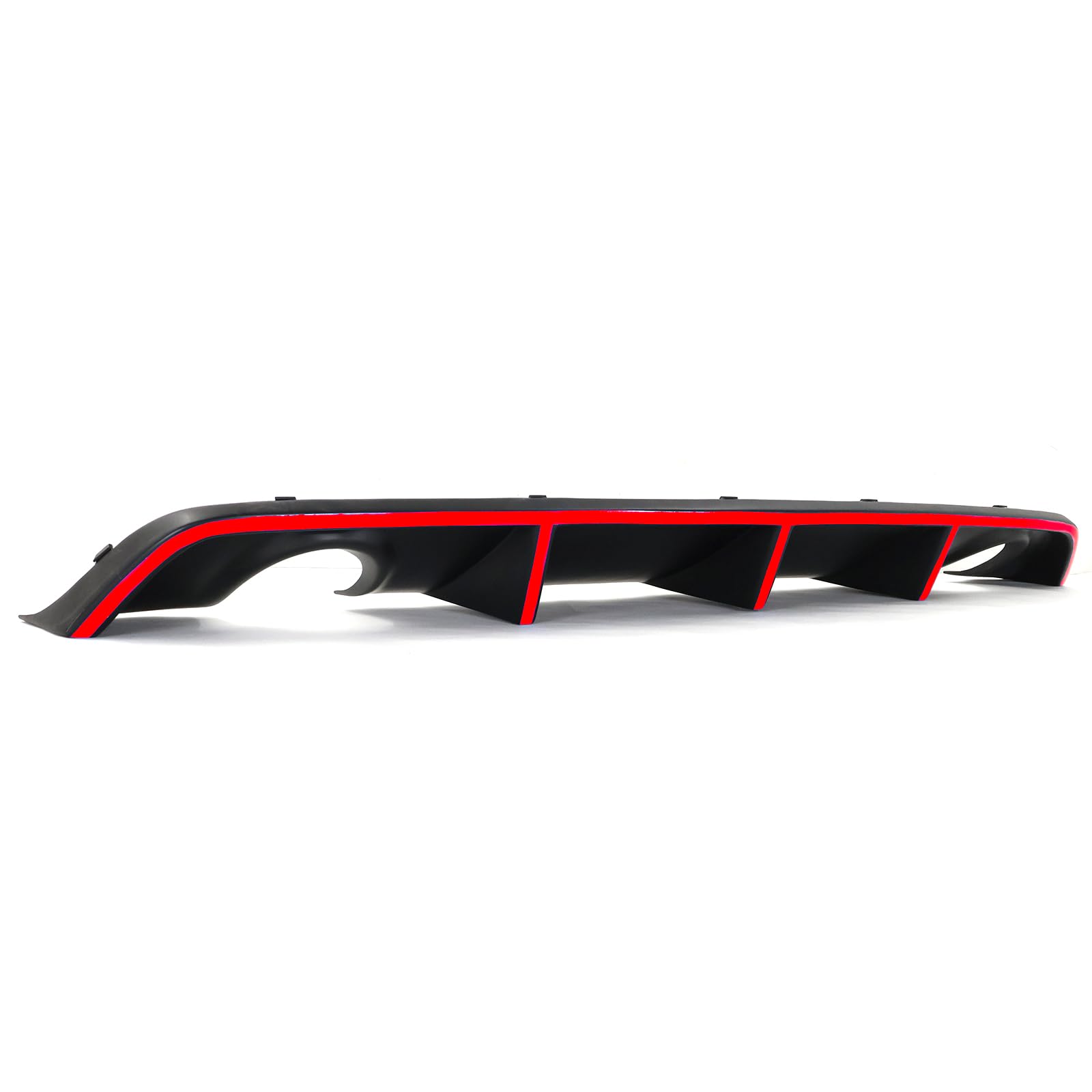 IKON MOTORSPORTS Rear Bumper Lip Diffuser for 2012-2014 Dodge Charger SRT8 | Factory Style PP Splitter with Red Reflective Tape | Lower Valance Spoiler Body Kit | Perfect for Street Racing & Car Shows