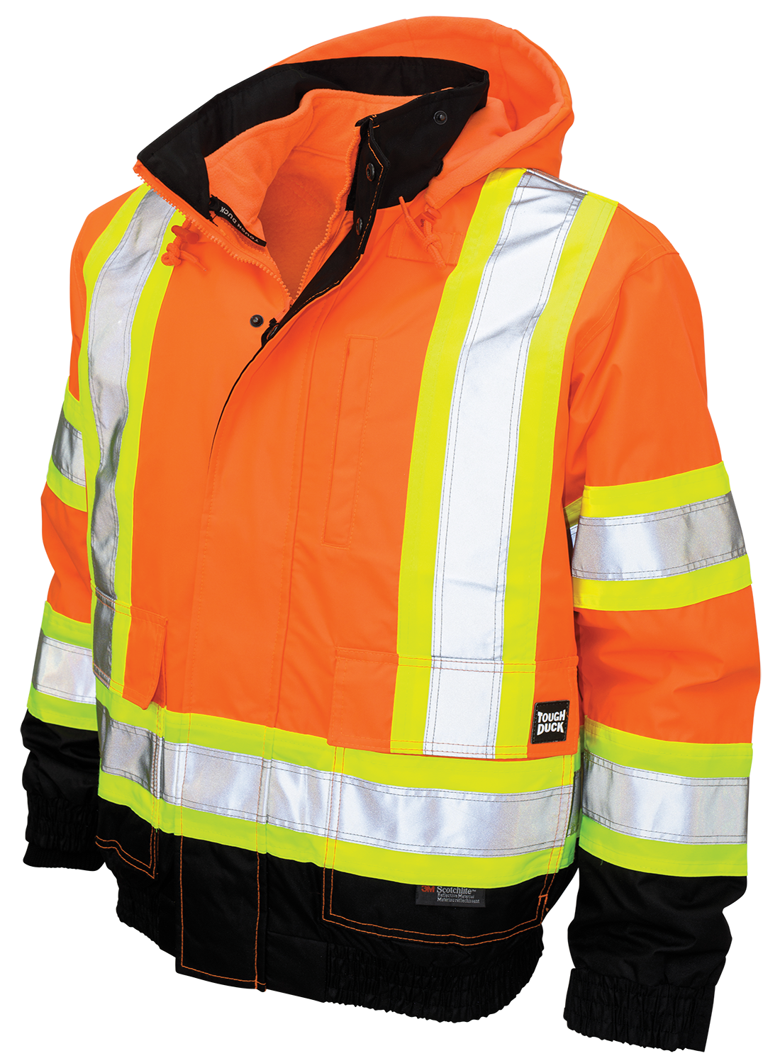 Tough Duck Poly Oxford 3-in-1 Safety Bomber Jacket with Fleece Liner S413 - Heavy Duty Workwear for Construction, Outdoor & Cold Weather Protection