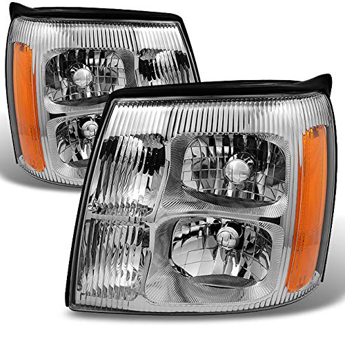 AKKON Chrome Clear HID Xenon Headlights for Cadillac Escalade - Direct Replacement Front Lamps Pair - Perfect for Night Driving & Off-Road Adventures