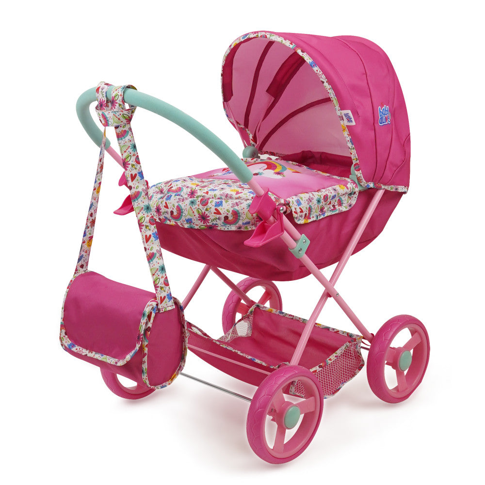 Baby Alive Deluxe Classic Doll Pram - Pink & Rainbow Doll Stroller Playset for Toddlers | Pretend Play, Outdoor Walks & Role-Playing Games