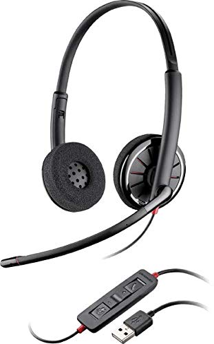 Plantronics 85619-101 Black Wire C320 Wired Headset - On-Ear Noise Cancelling Headphones with Microphone for Office, Call Center & Remote Work (Gray)