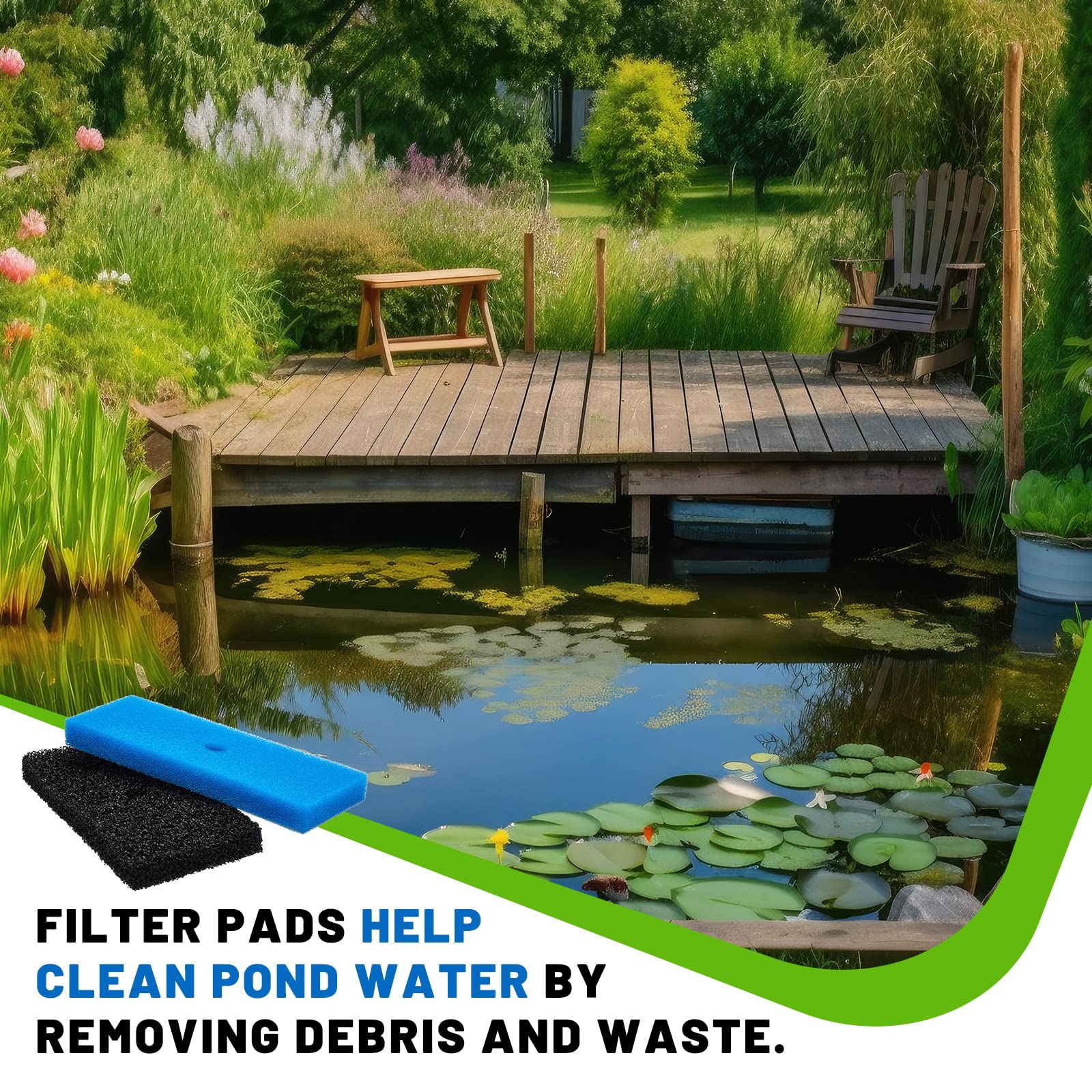 Retisee 2-Pack Pond Filter Pads Set - Coarse & Fine Replacement Filter Media Compatible with 52231 & 52229 Filter Box - Ideal for Outdoor Water Gardens, Aquariums & Fountain Filtration Systems