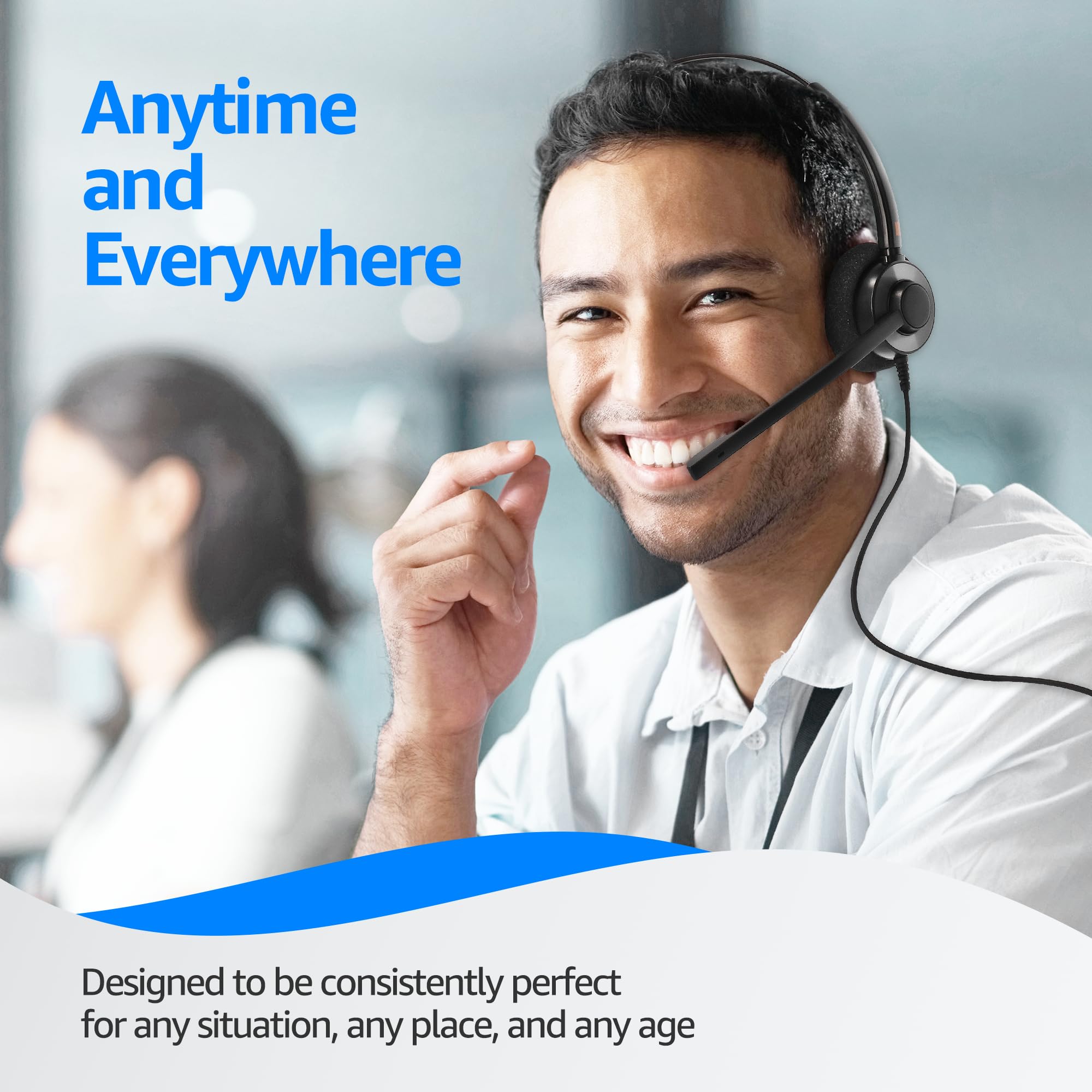 Noise Cancelling Office Headset IPD IPH-160 - Compatible with Polycom VVX, Aastra, Avaya, Nortel, Samsung & Mitel Phones - Perfect for Call Centers, Remote Work & Business Communications