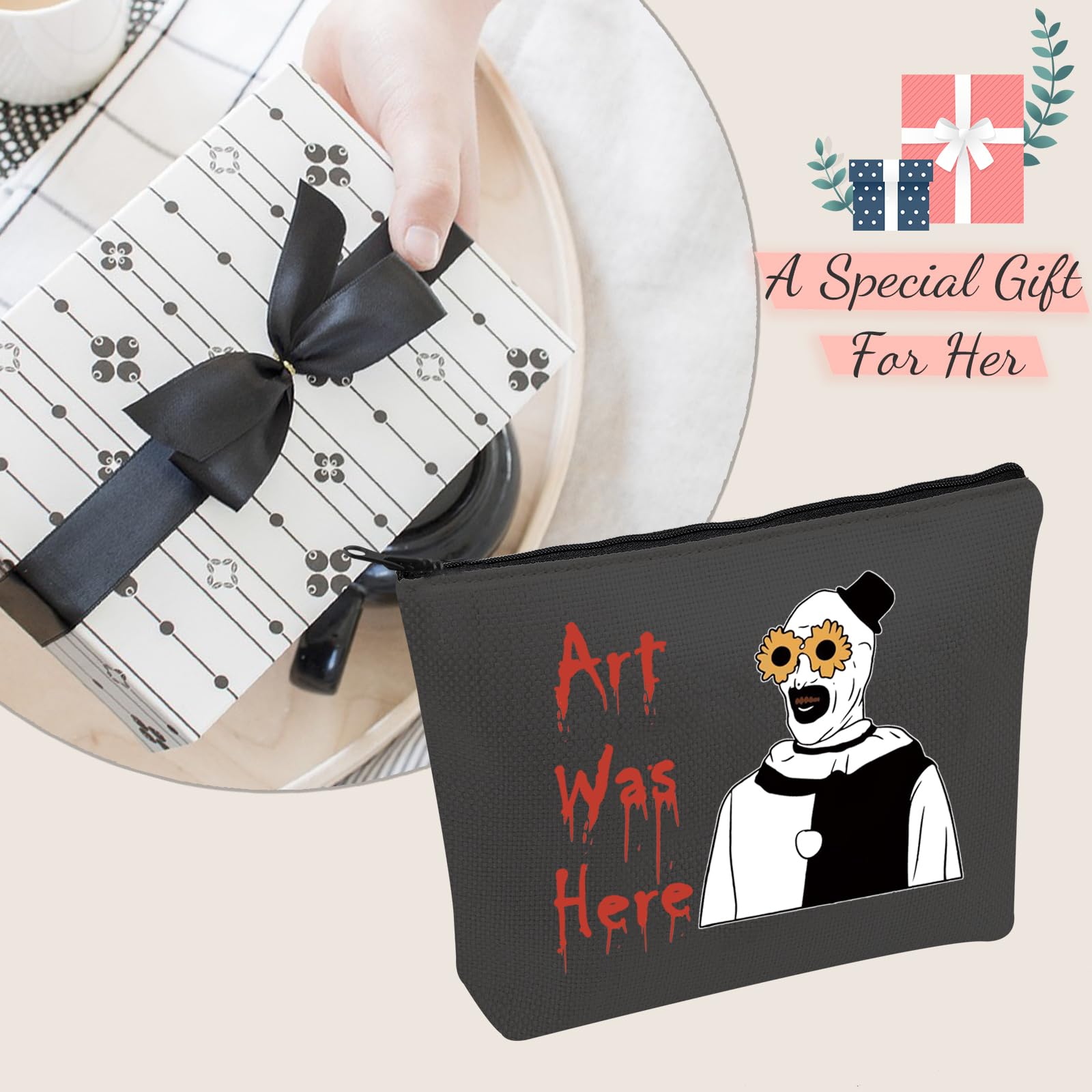 Horror Movie Lover Gift - Pennywise Themed Cosmetic Bag with Zipper - Halloween Clown Pouch - Perfect for Makeup Storage & Horror Fan Collections - Great for Halloween Parties & Movie Nights