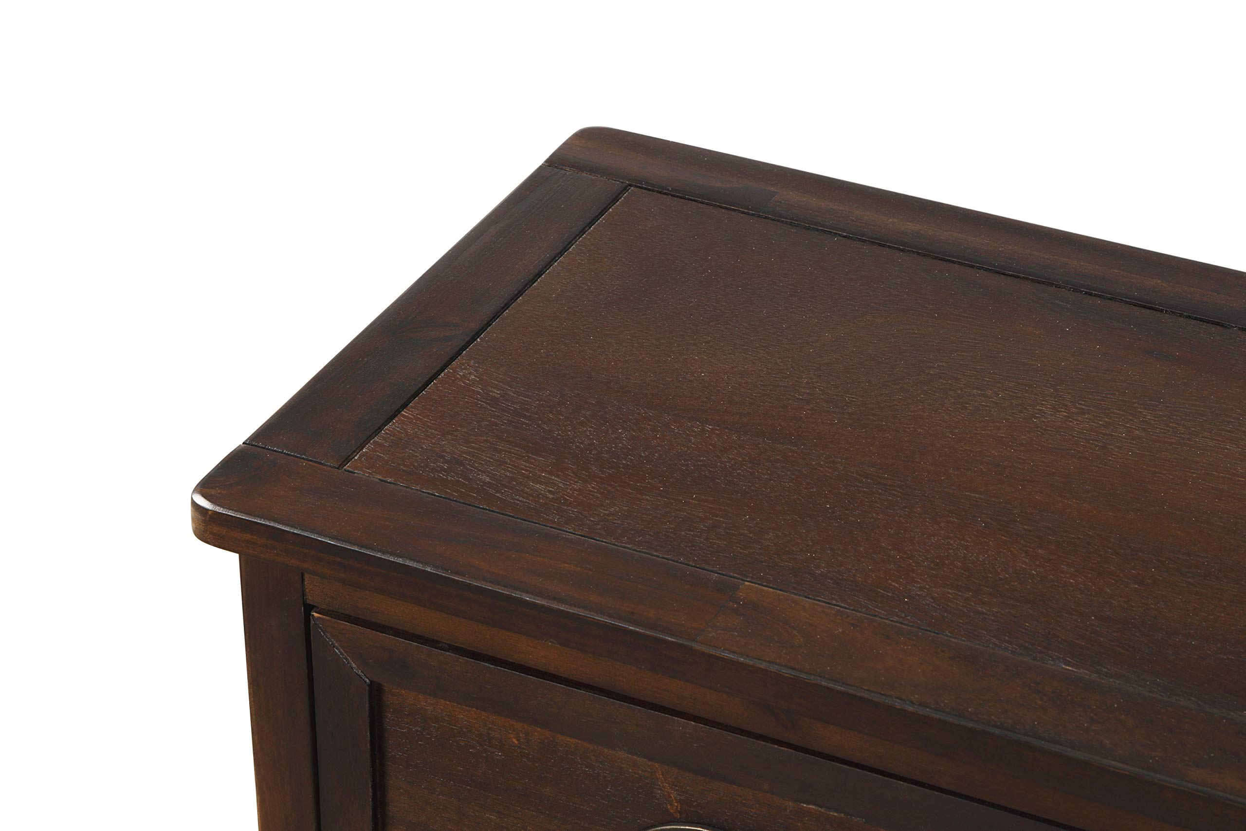 Rustic Wood Storage Cabinet with 2 Drawers & 4 Rattan Baskets - Entryway Table for Kitchen, Dining Room, Living Room - Perfect for Home Organization & Farmhouse Decor (Espresso Finish)