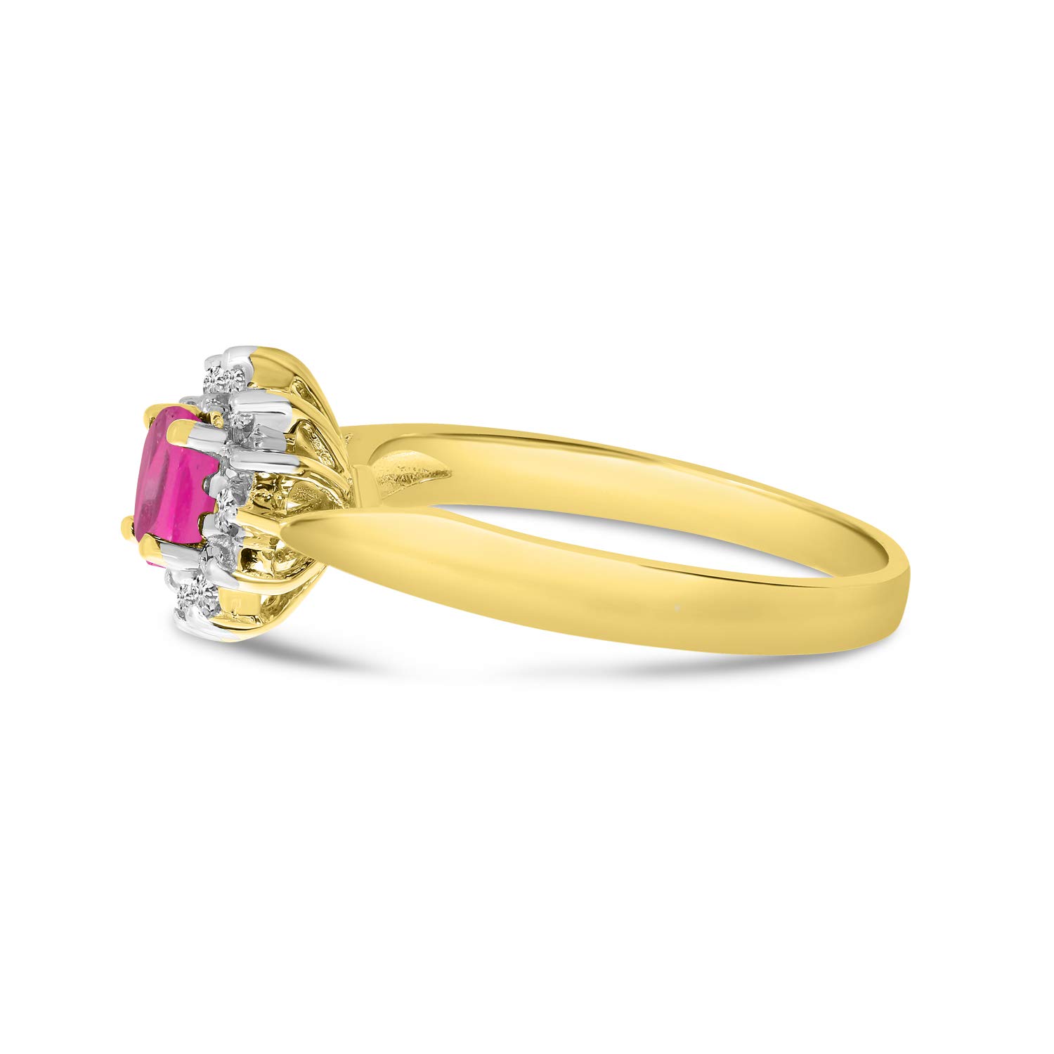 10K Yellow Gold Oval Pink Topaz & Diamond Ring for Women – Elegant Birthstone Jewelry for Engagement, Anniversary & Special Occasions