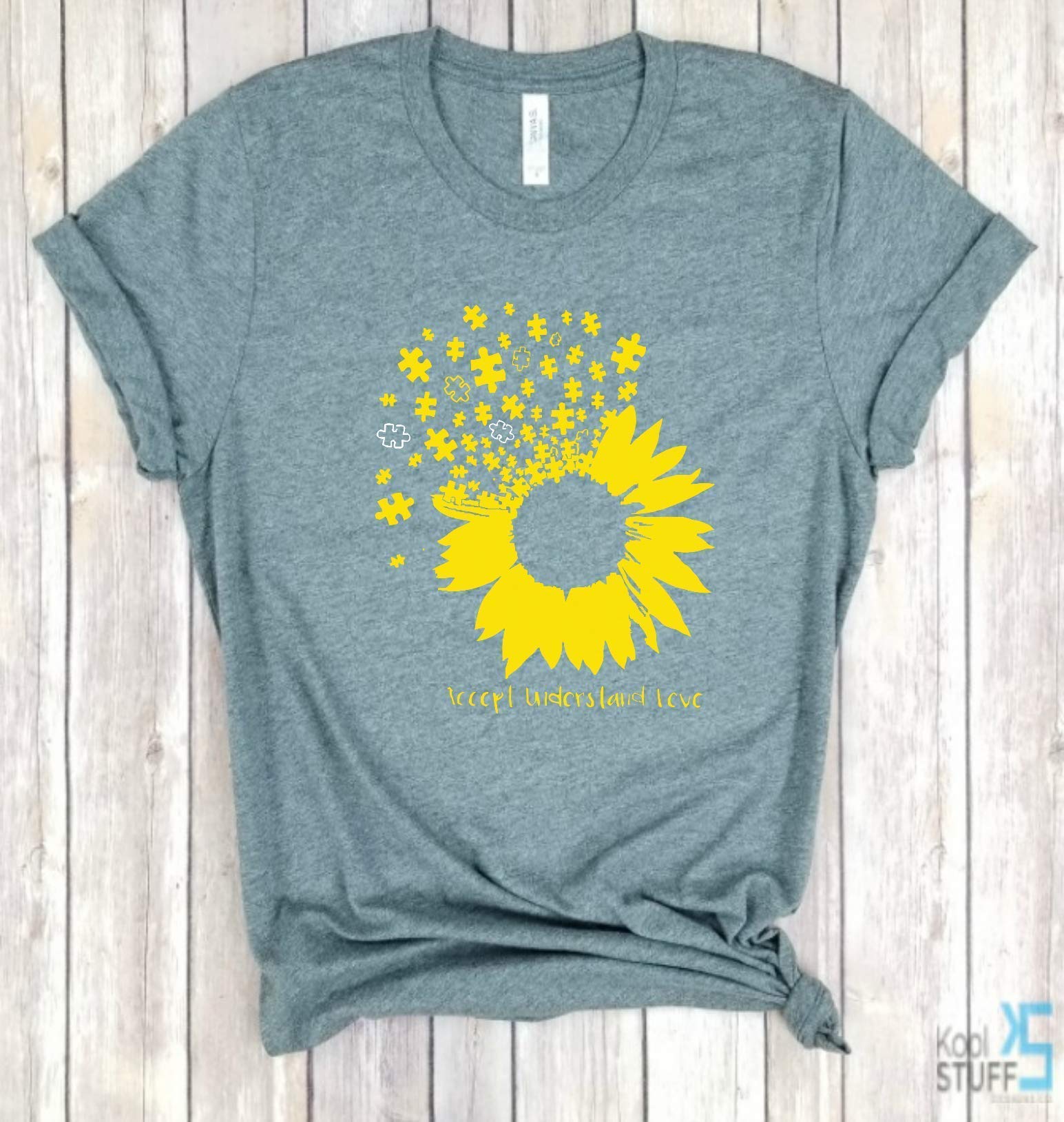 Autism Awareness Sunflower Puzzle T-Shirt for Moms & Teachers - Supportive Puzzle Piece Design for Autism Acceptance & Advocacy