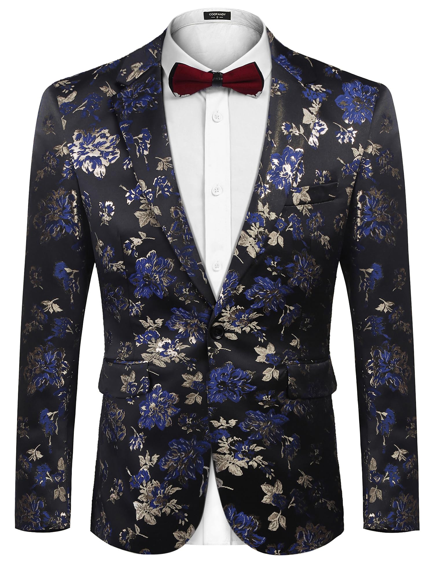 COOFANDY Men's Slim Fit Floral Tuxedo Blazer Jacket for Wedding, Prom, Dinner Party & Formal Events | Elegant Slim Fit Suit Jacket for Groomsmen, Evening Wear & Special Occasions